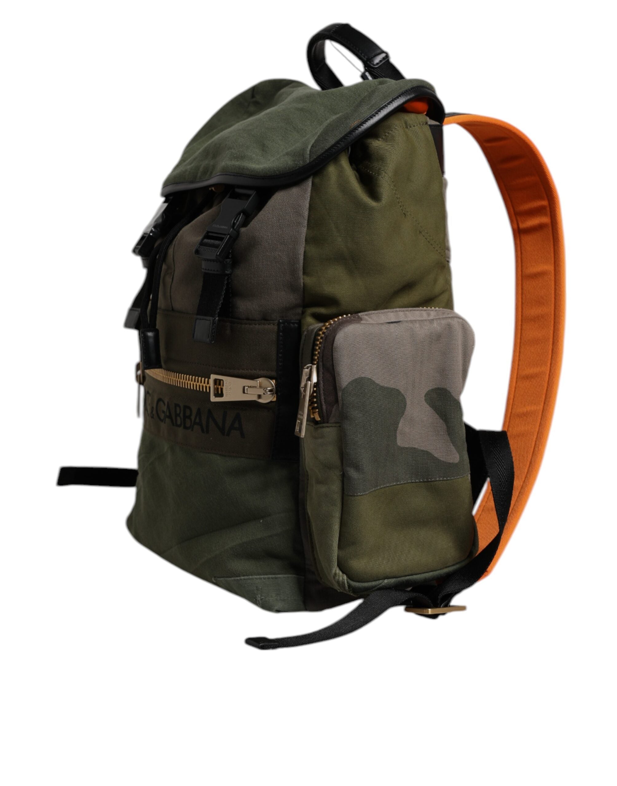 Sac à dos de voyage militaire patchwork vert Dolce &amp; Gabbana
