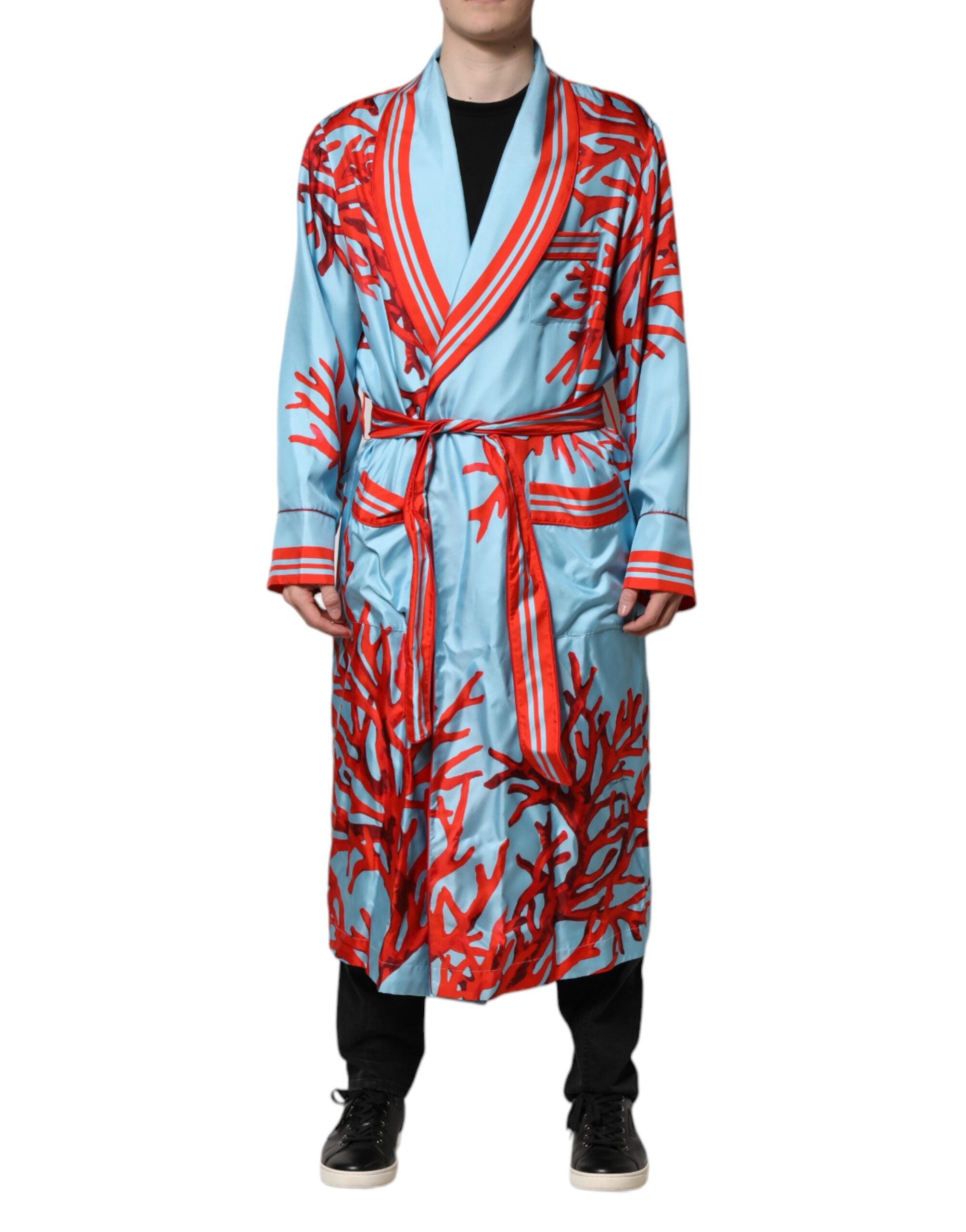 Dolce &amp; Gabbana - Manteau portefeuille à imprimé corail bleu rouge