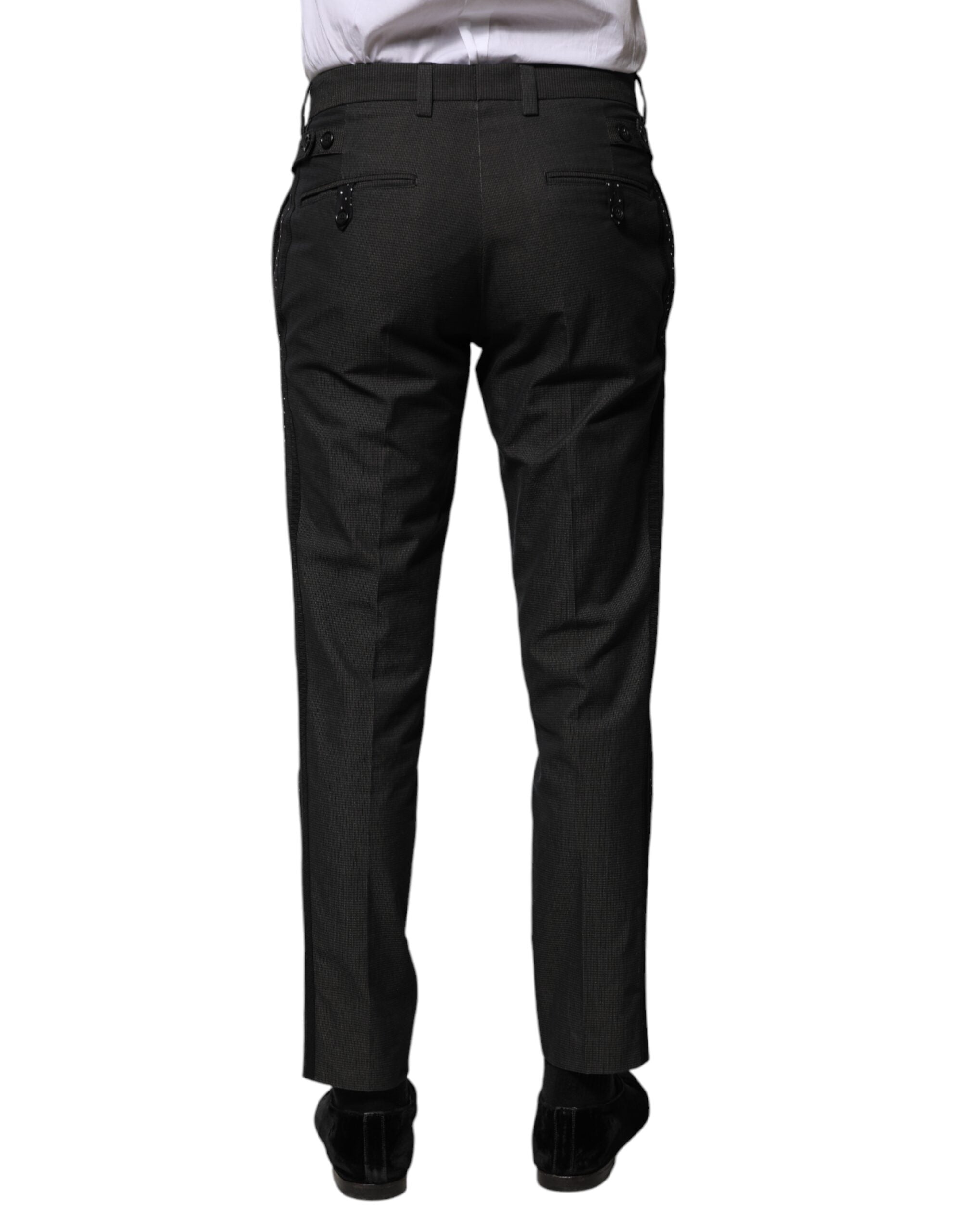 Dolce &amp; Gabbana – Graue, gemusterte Anzughose aus Baumwolle