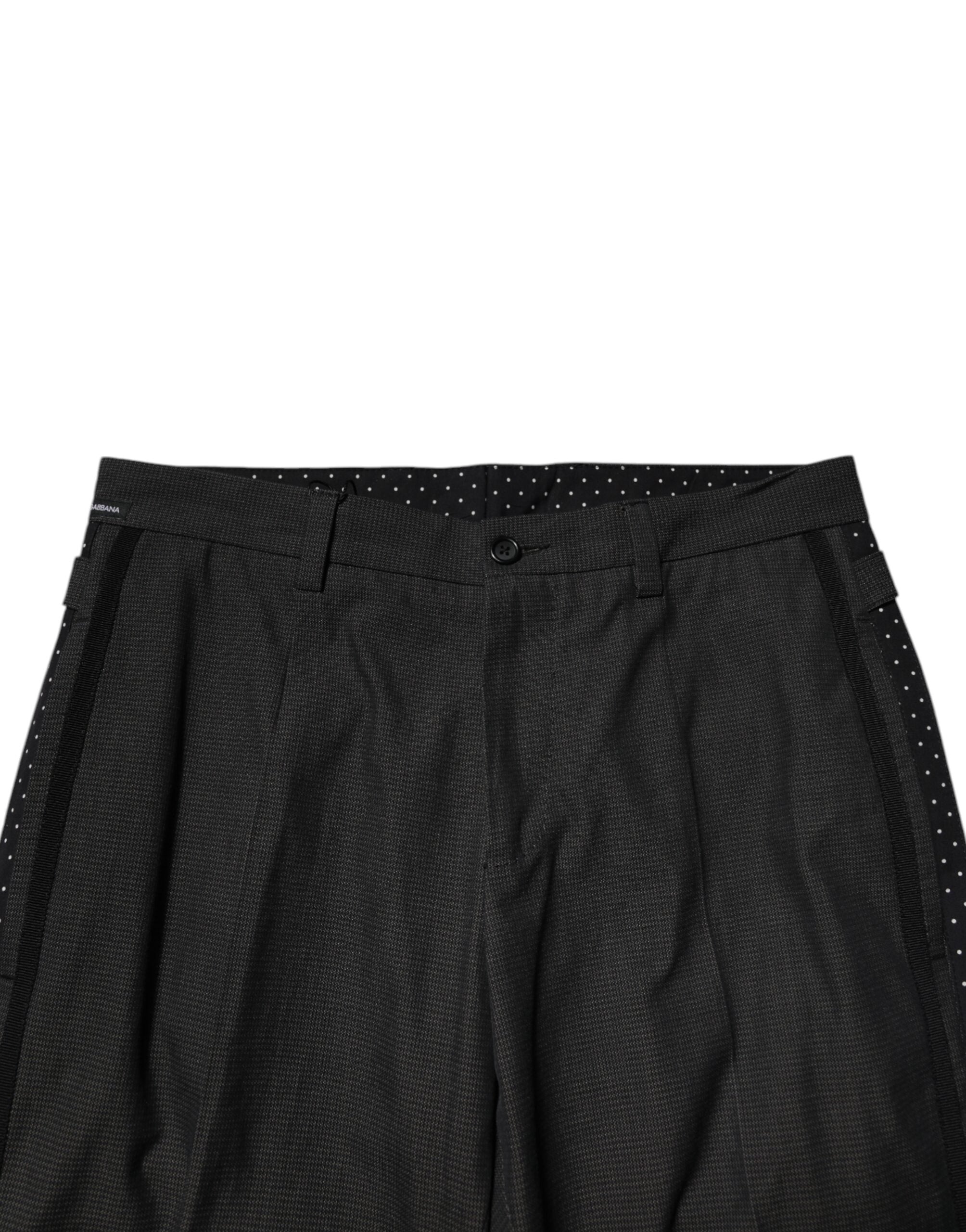 Dolce &amp; Gabbana – Graue, gemusterte Anzughose aus Baumwolle
