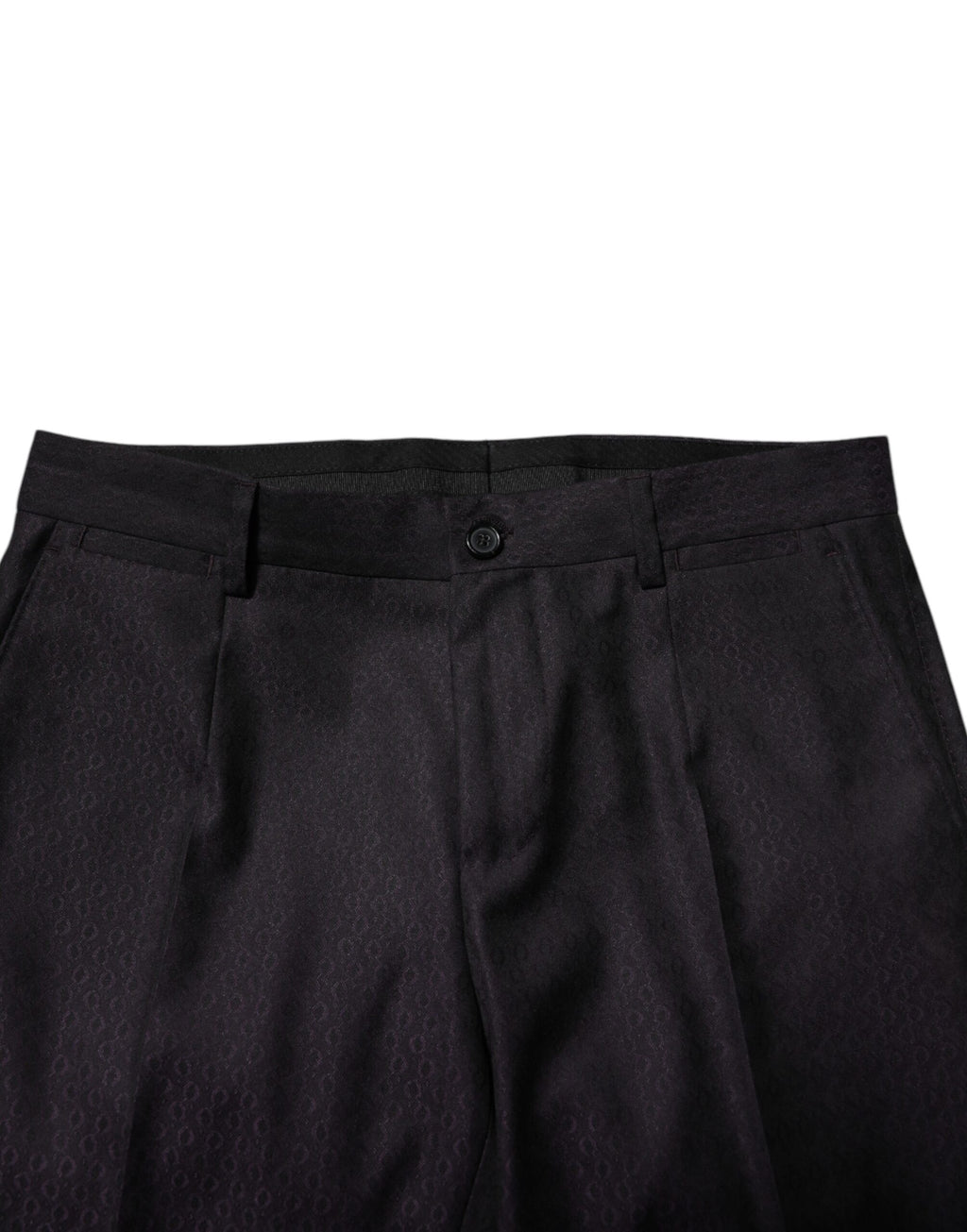 Dolce &amp; Gabbana – Schwarze, gemusterte Anzughose aus Wolle