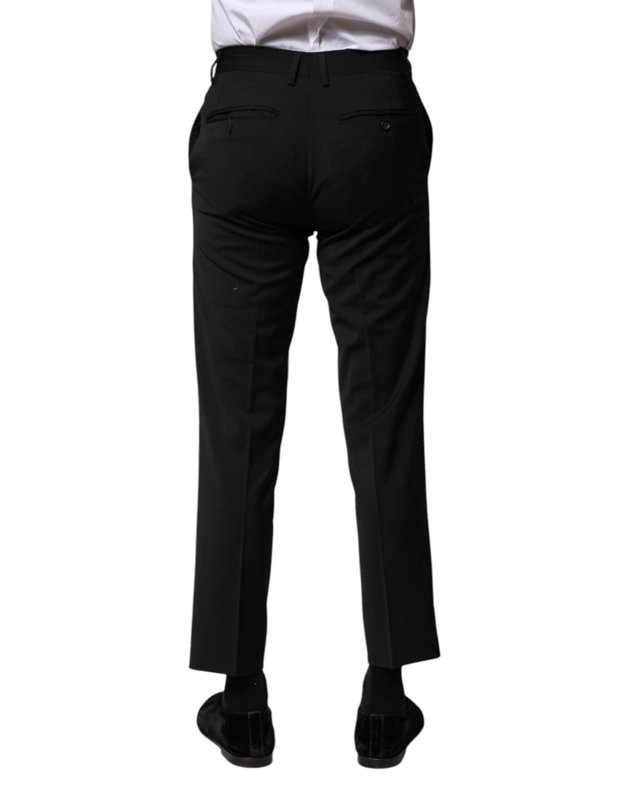 Pantalon court habillé en laine noire Dolce &amp; Gabbana pour homme