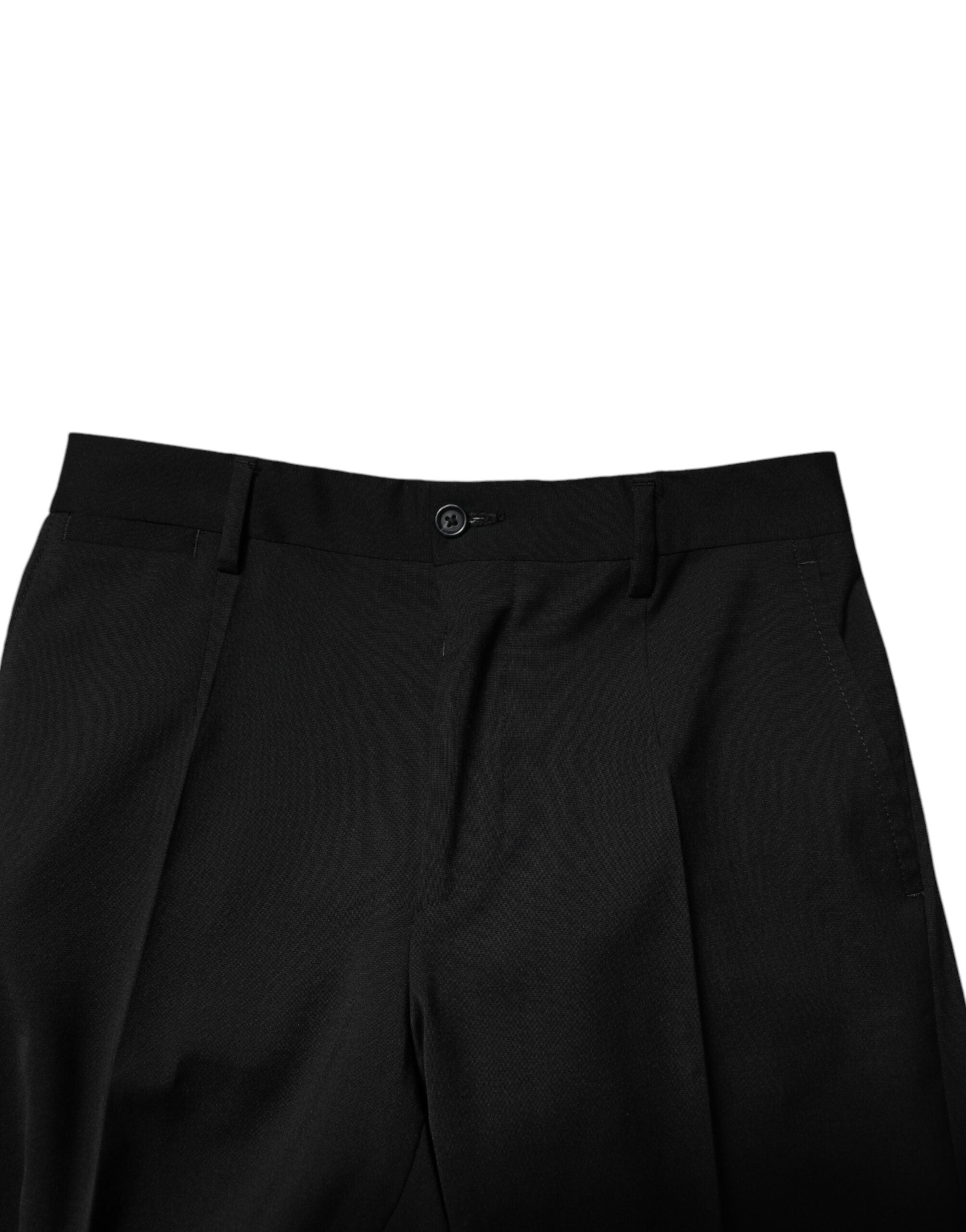Pantalon court habillé en laine noire Dolce &amp; Gabbana pour homme