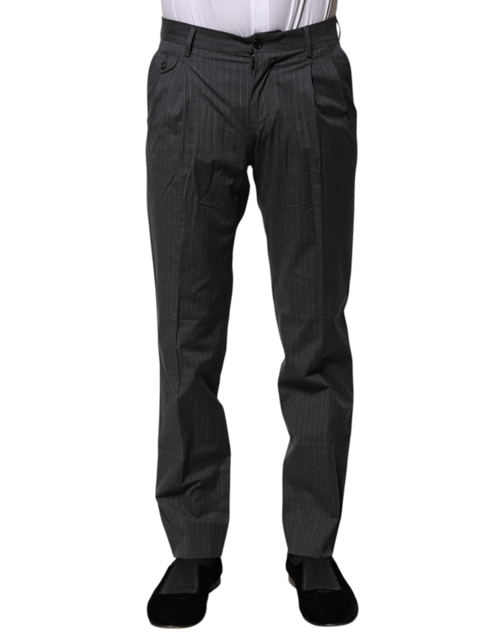 Pantalon habillé en coton à rayures grises Dolce &amp; Gabbana