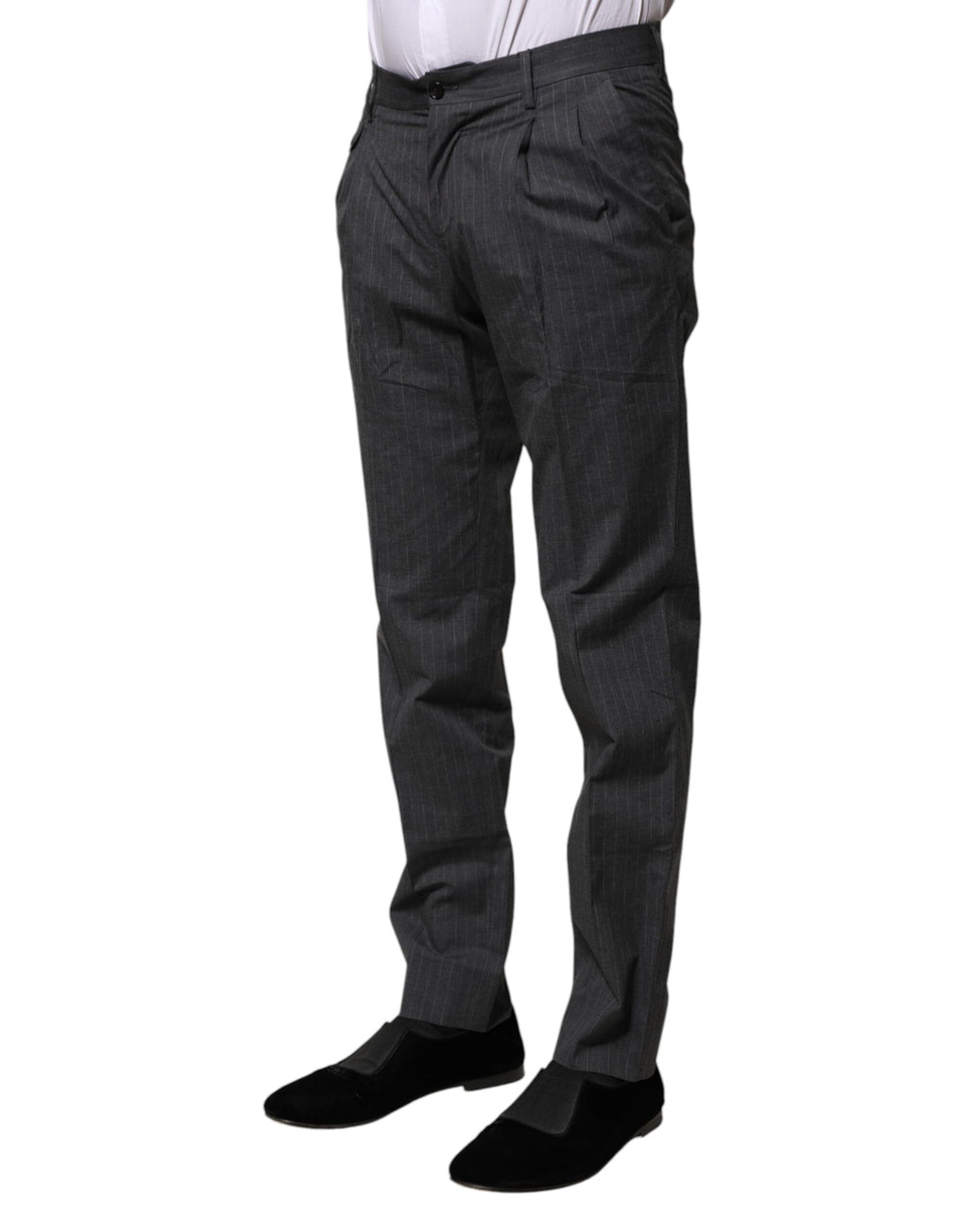 Pantalon habillé en coton à rayures grises Dolce &amp; Gabbana