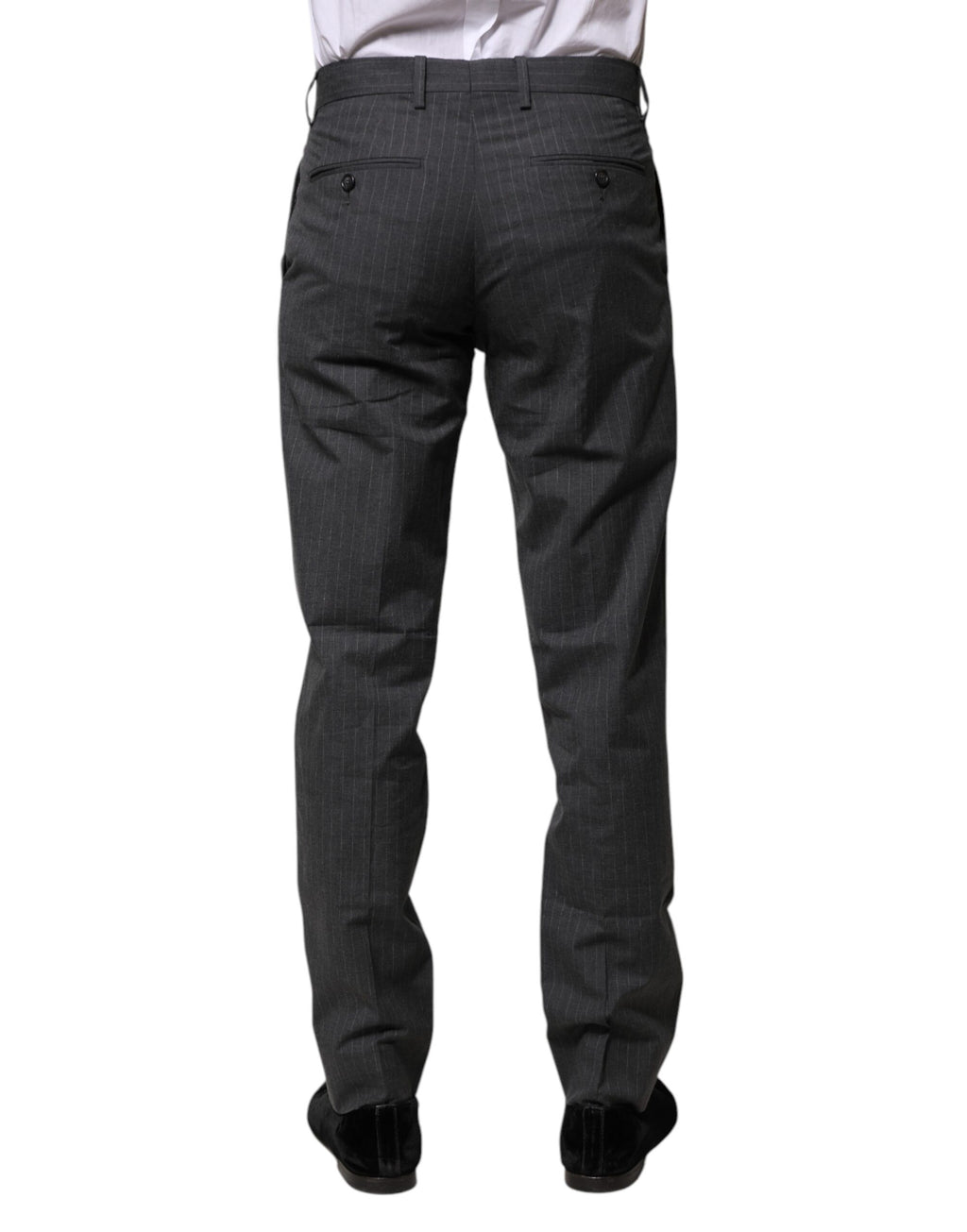 Pantalon habillé en coton à rayures grises Dolce &amp; Gabbana