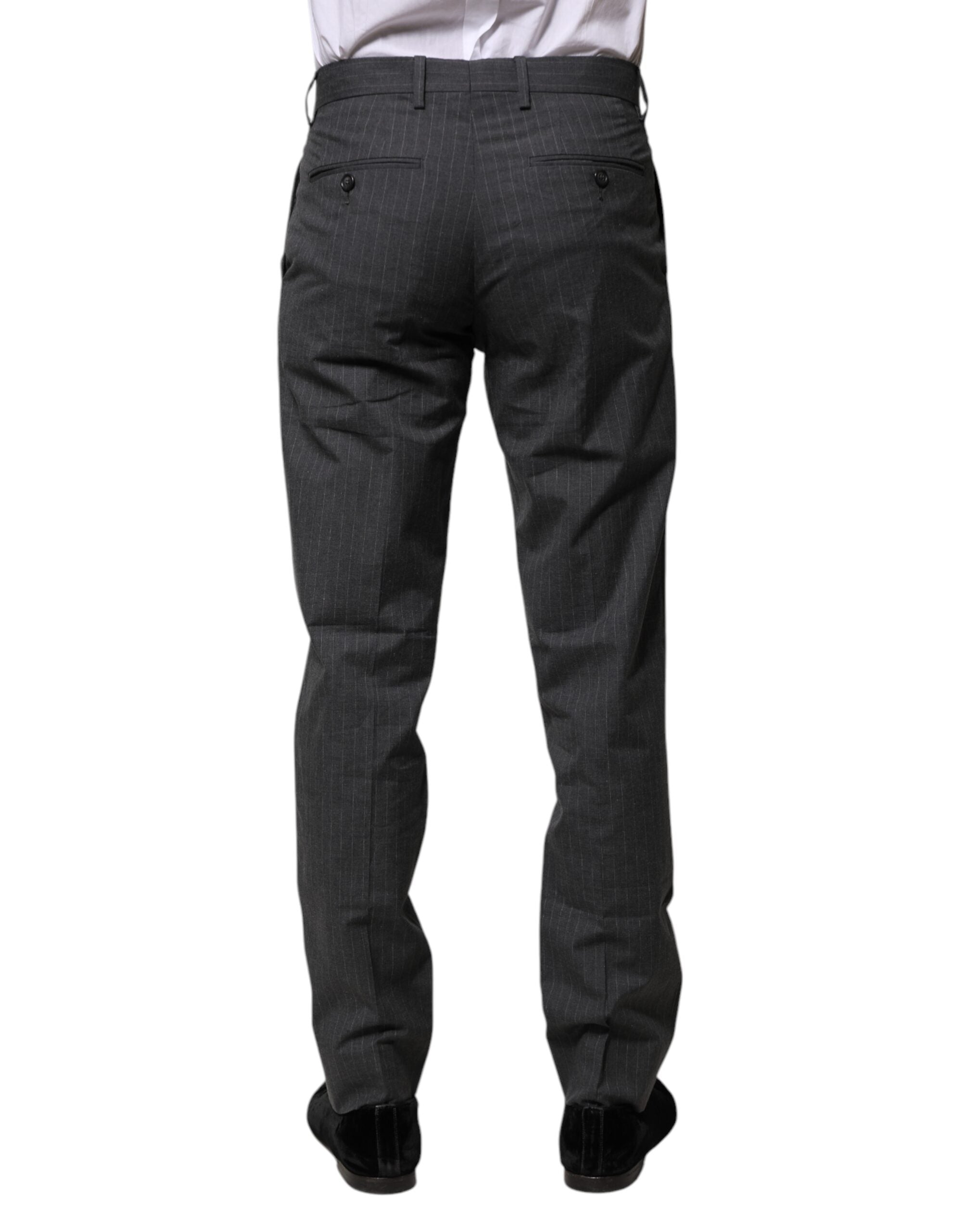 Pantalon habillé en coton à rayures grises Dolce &amp; Gabbana