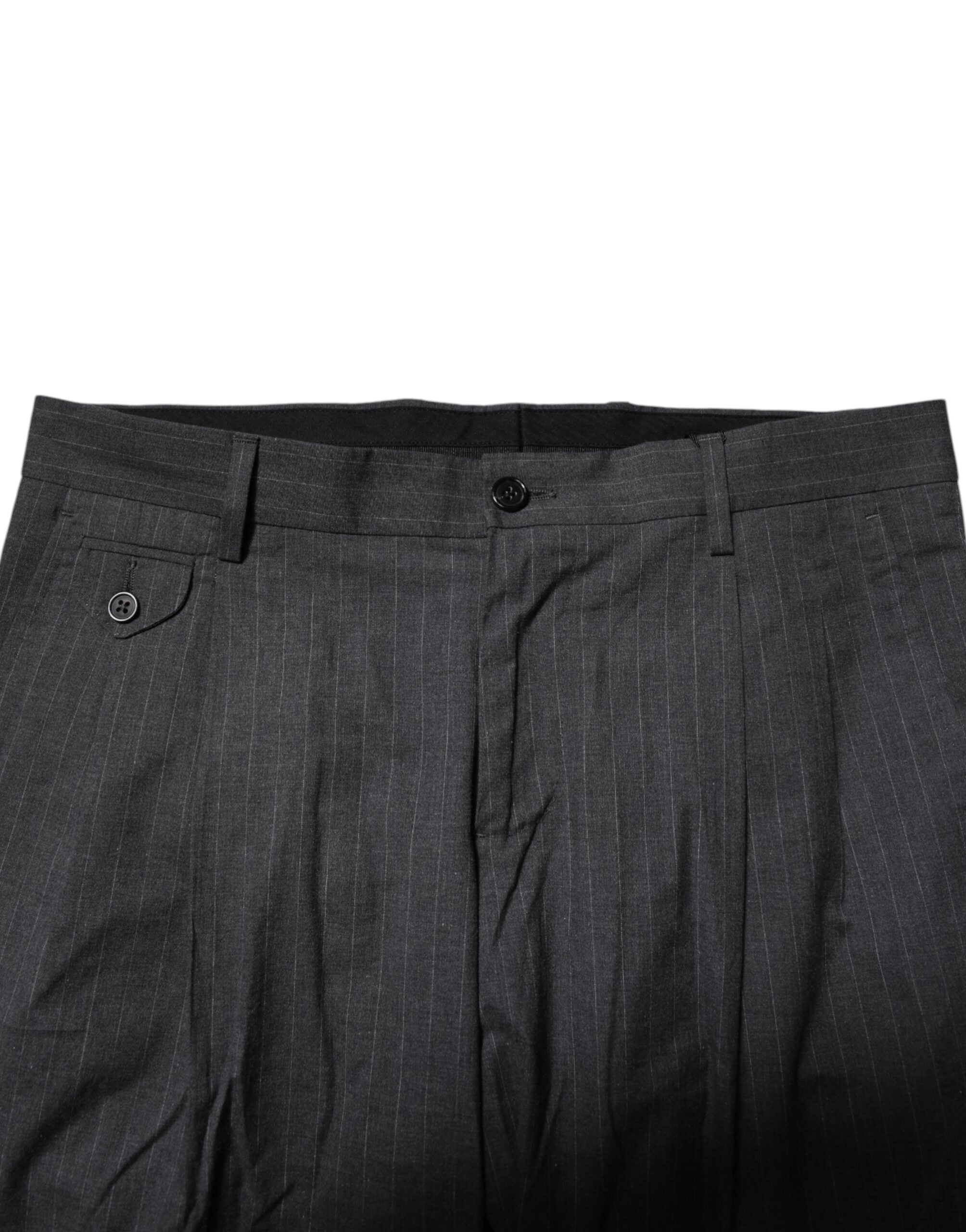 Pantalon habillé en coton à rayures grises Dolce &amp; Gabbana