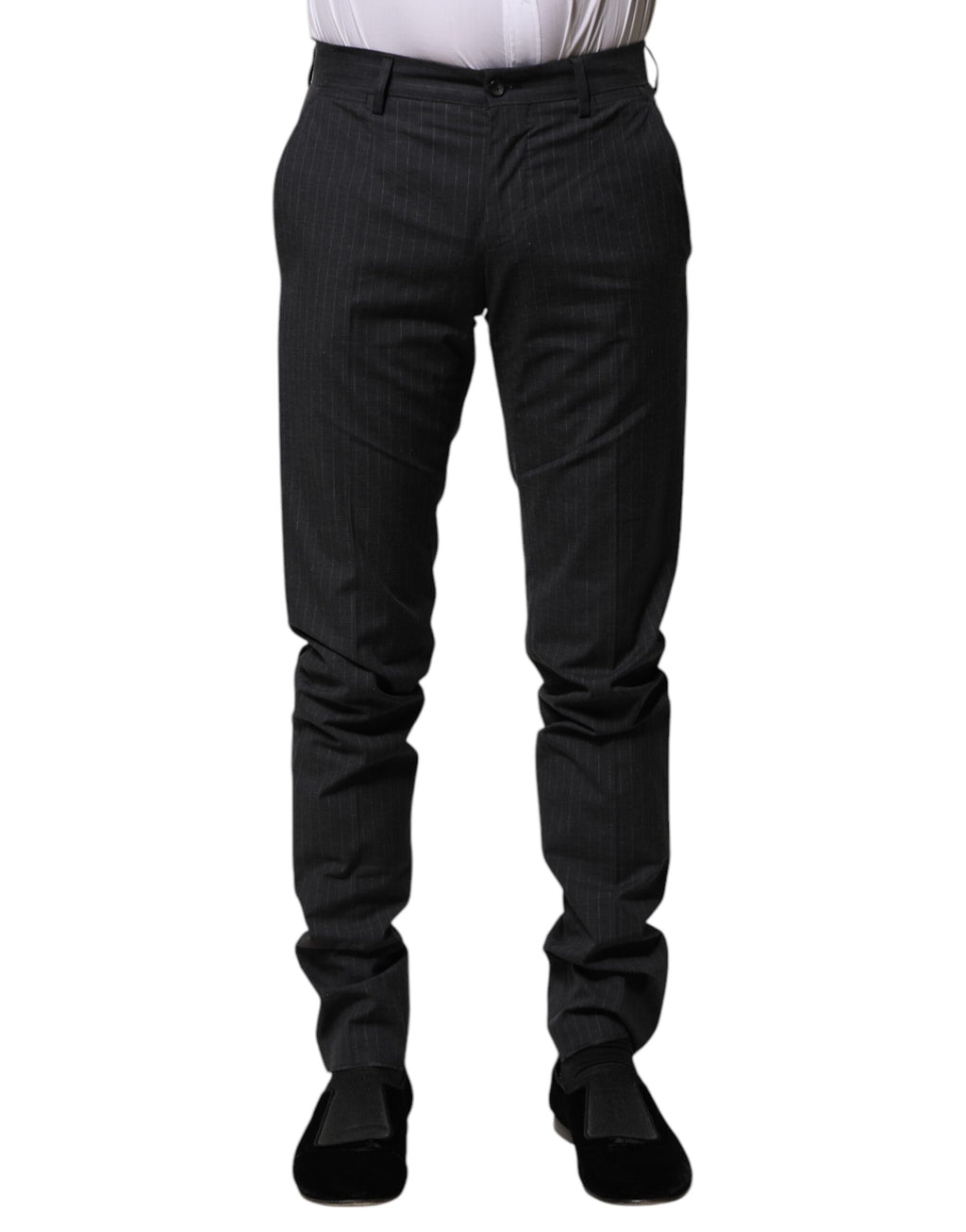 Dolce &amp; Gabbana Grau gestreifte formelle Baumwollhose