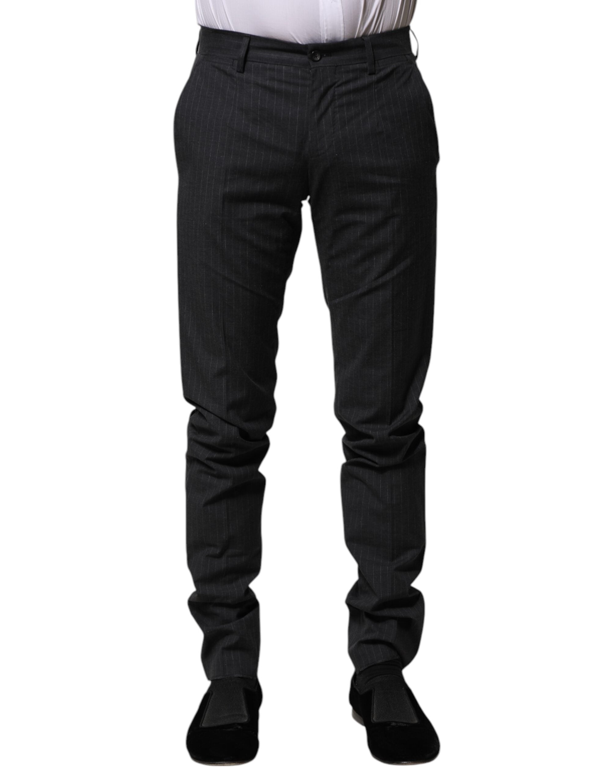 Dolce &amp; Gabbana Grau gestreifte formelle Baumwollhose