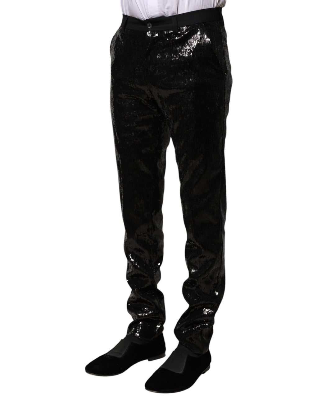 Dolce &amp; Gabbana Schwarze Hose mit Paillettenverzierung