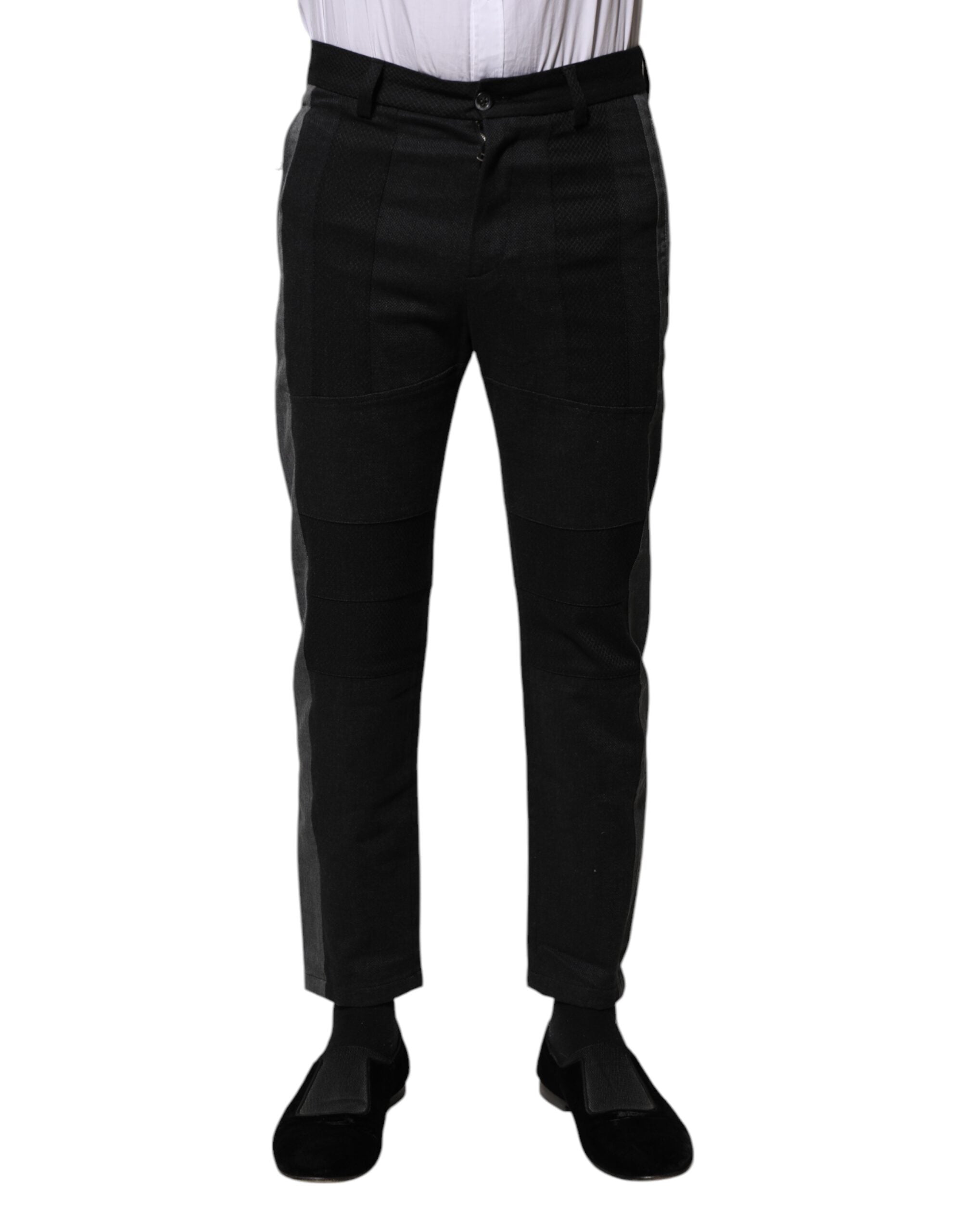 Dolce &amp; Gabbana – Formelle Slim-Fit-Hose aus Baumwolle in Schwarz und Grau