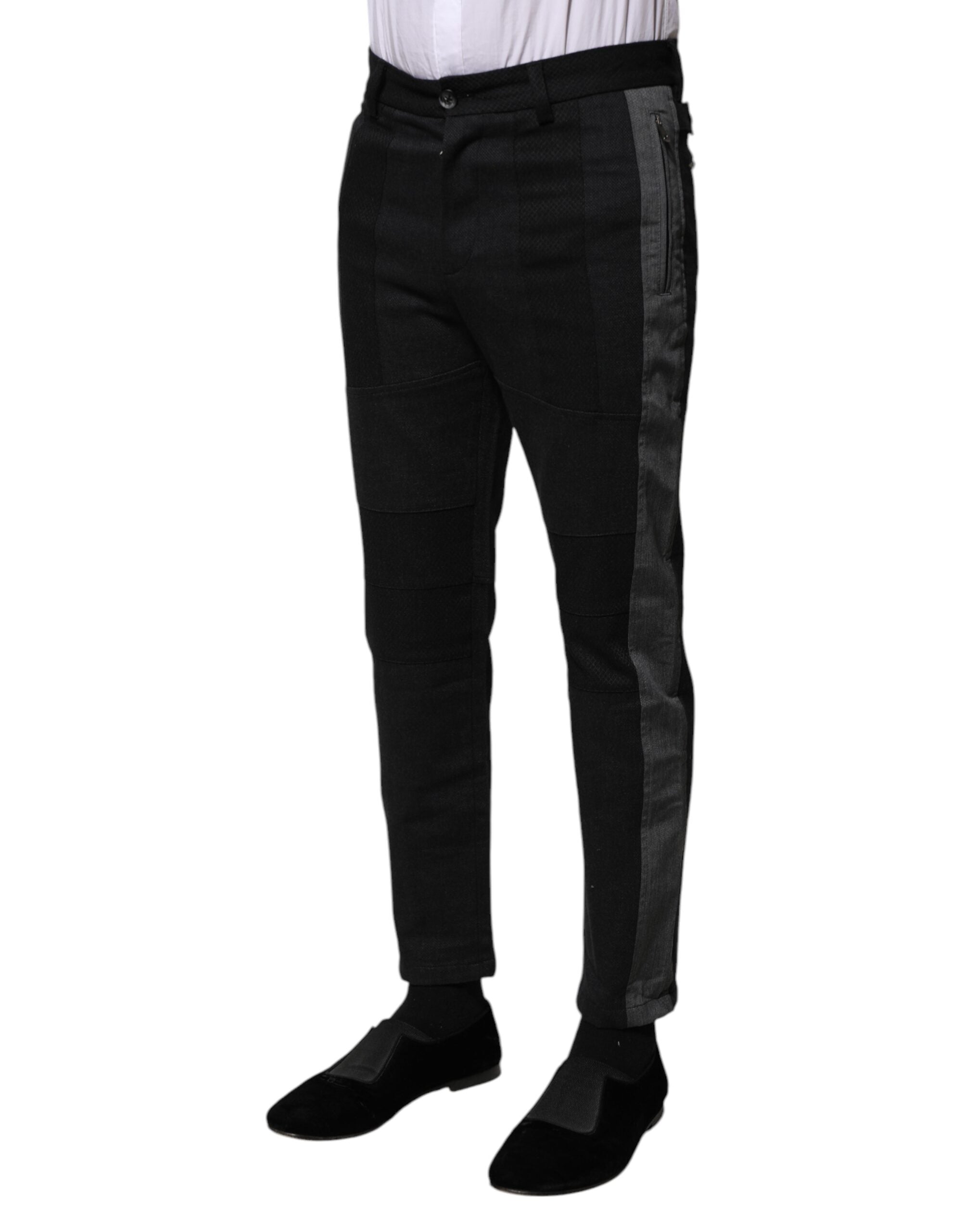 Dolce &amp; Gabbana – Formelle Slim-Fit-Hose aus Baumwolle in Schwarz und Grau