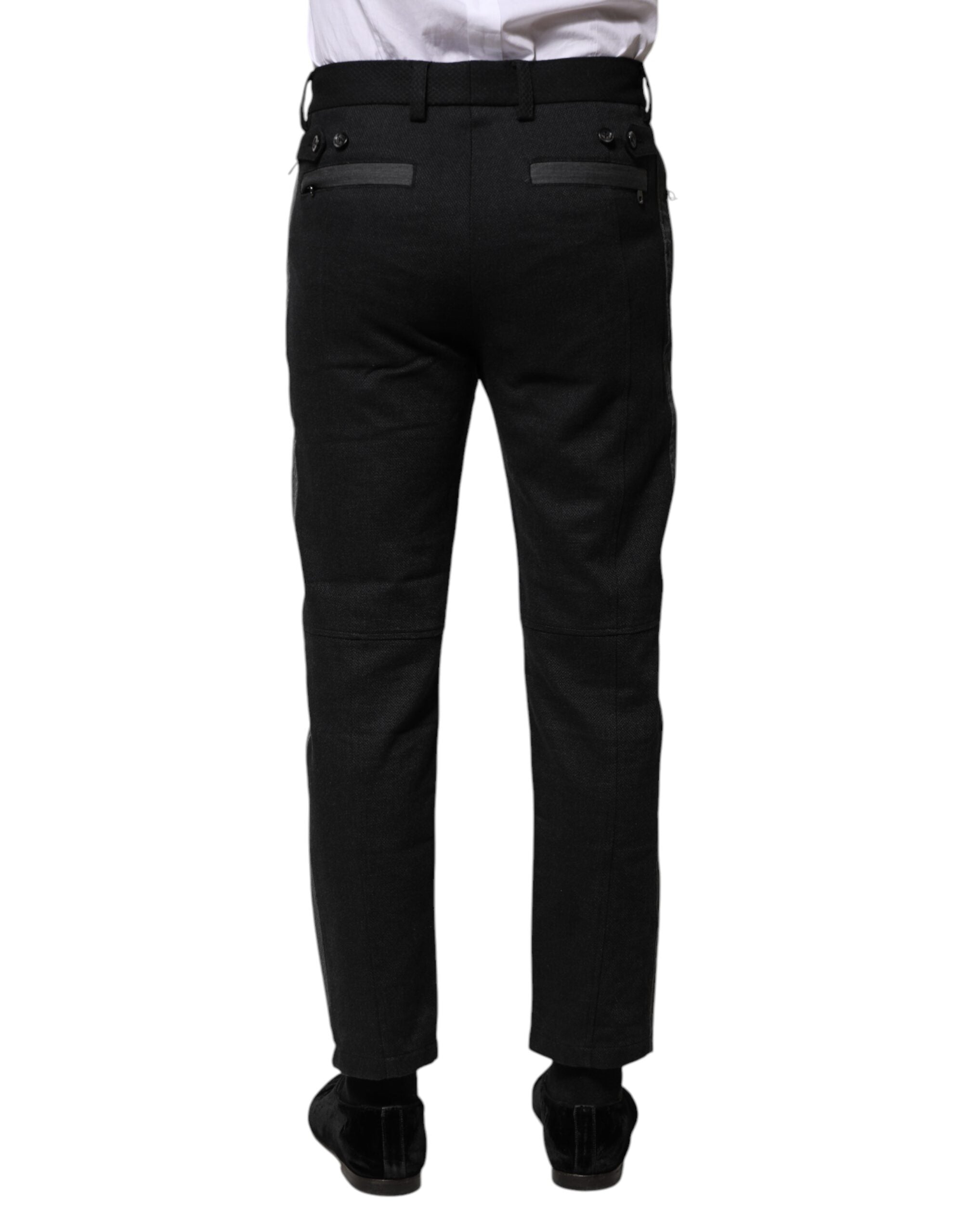 Dolce &amp; Gabbana – Formelle Slim-Fit-Hose aus Baumwolle in Schwarz und Grau