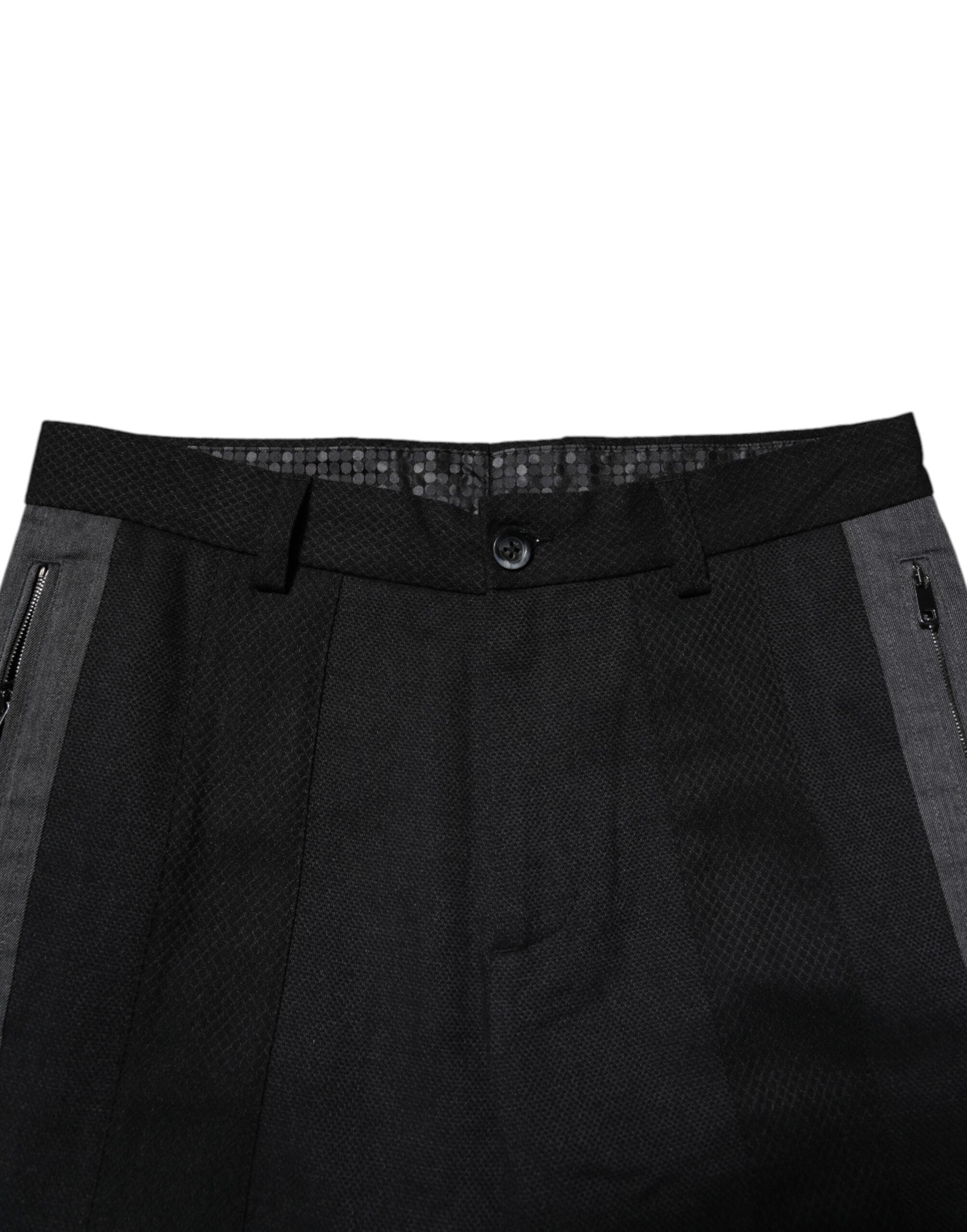 Dolce &amp; Gabbana – Formelle Slim-Fit-Hose aus Baumwolle in Schwarz und Grau