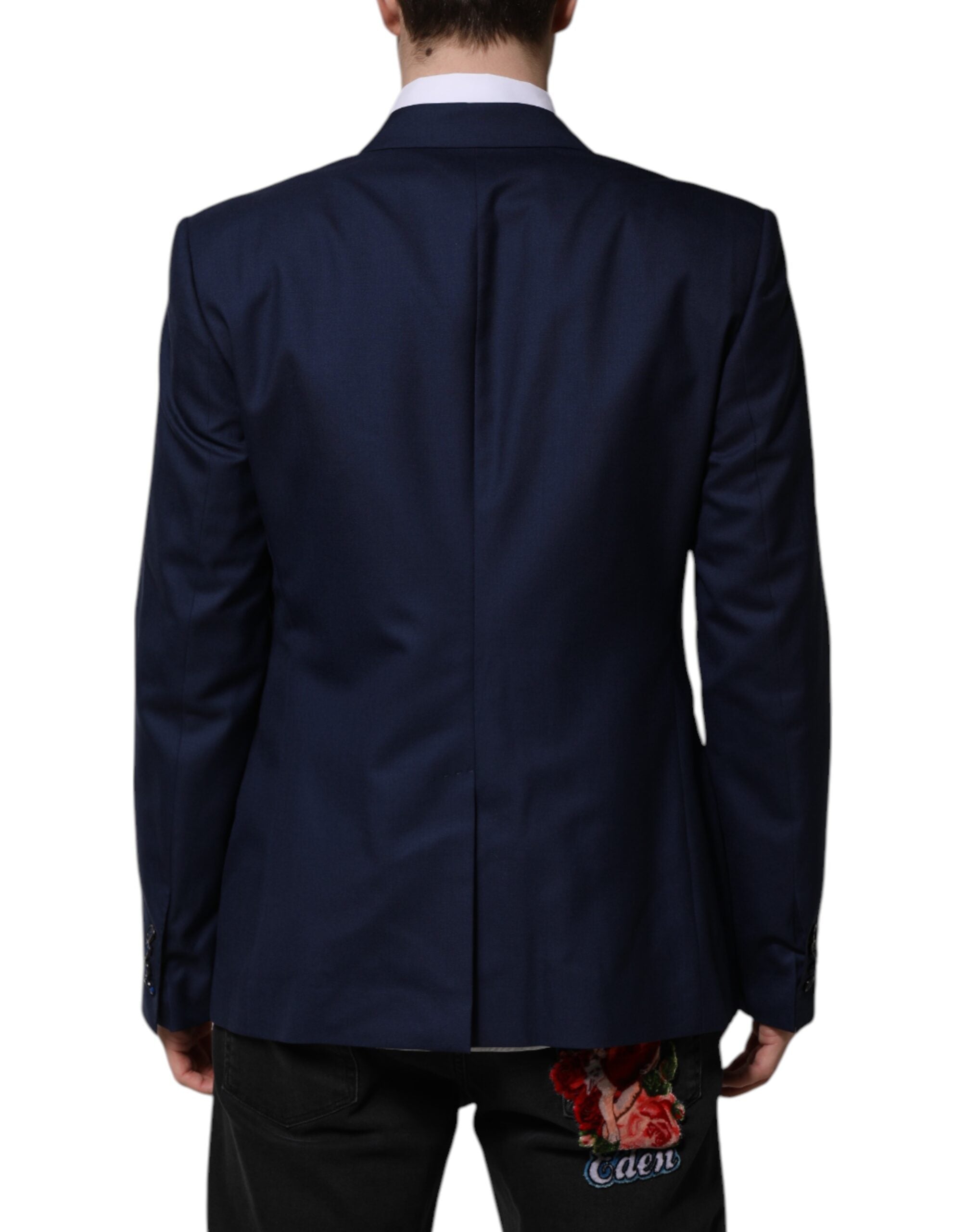 Blazer de costume simple boutonnage en laine bleue Dolce &amp; Gabbana