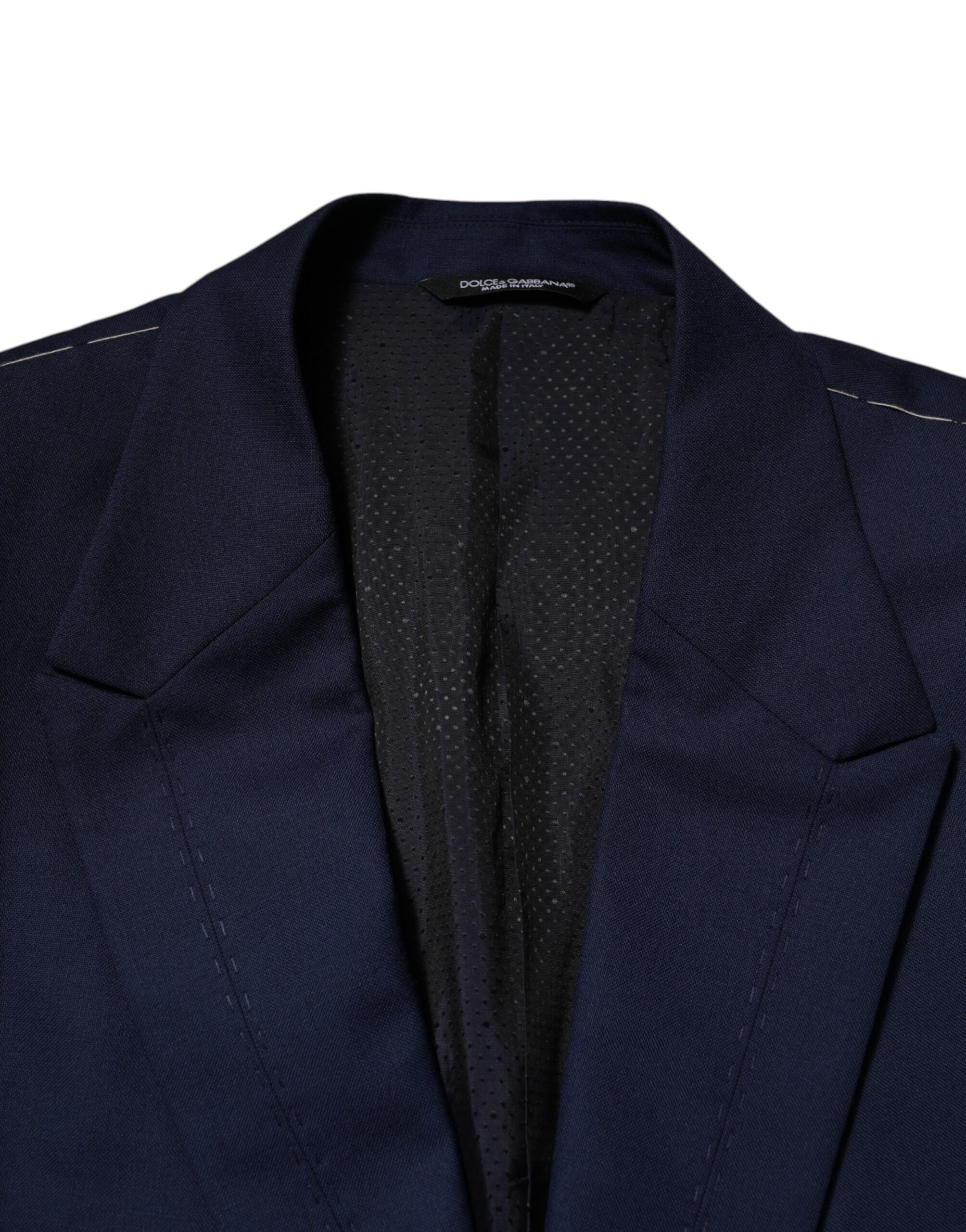 Blazer de costume simple boutonnage en laine bleue Dolce &amp; Gabbana