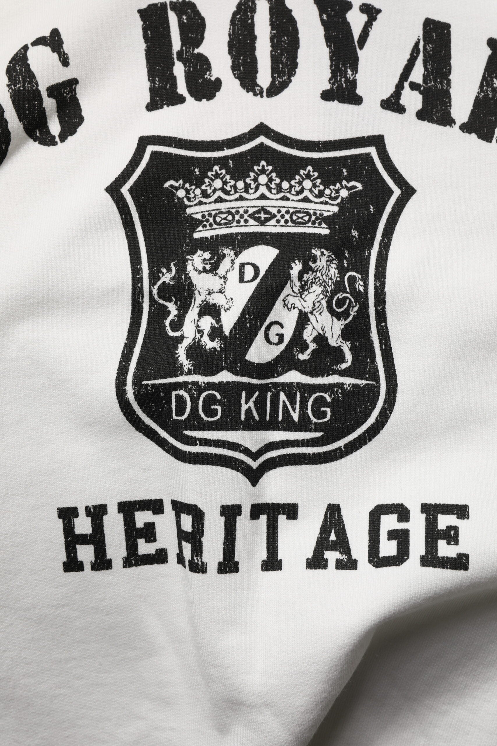 Pull à capuche Dolce &amp; Gabbana en coton blanc imprimé DG ROYAL