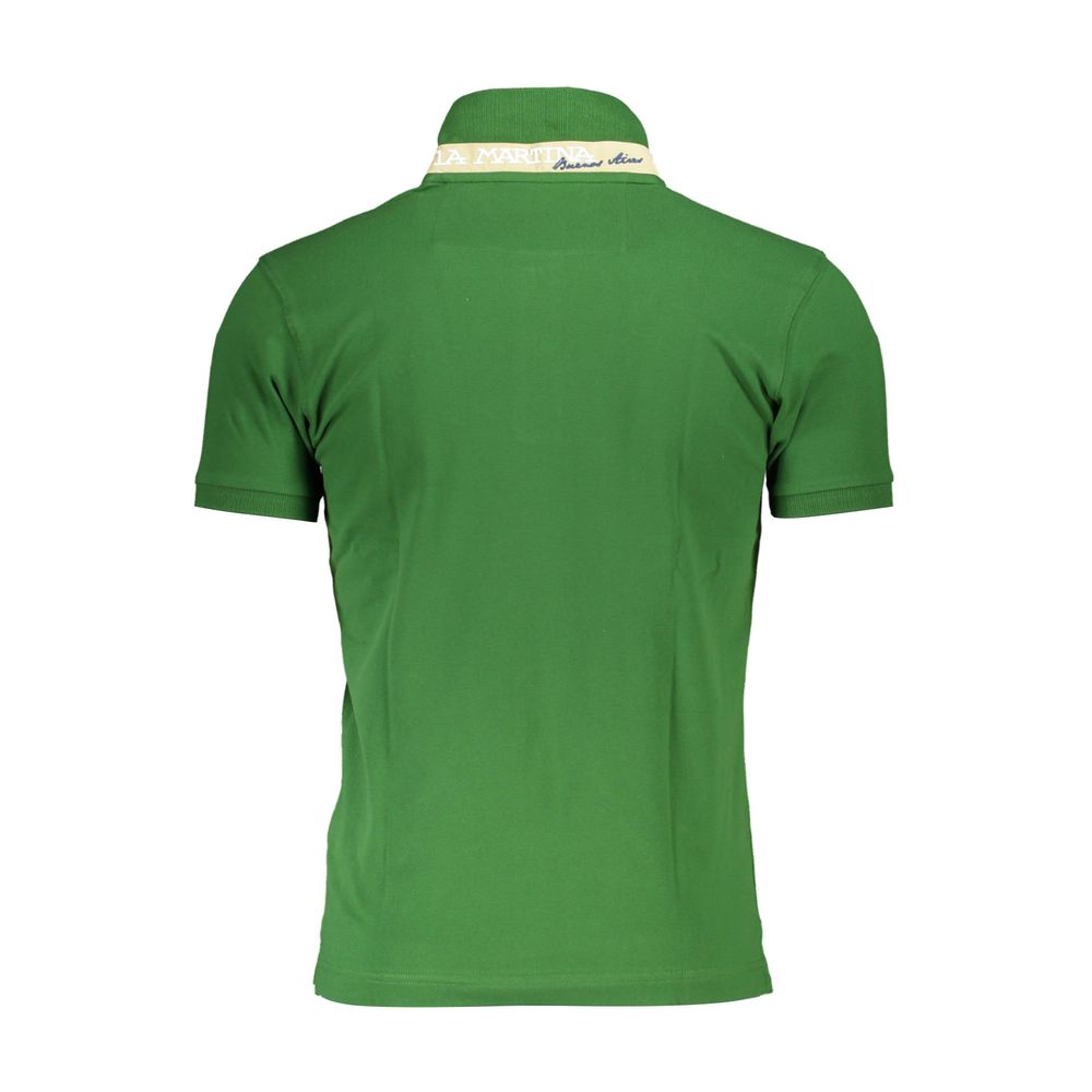 La Martina Elegantes, grünes Poloshirt mit schmaler Passform und Kontrastdetails