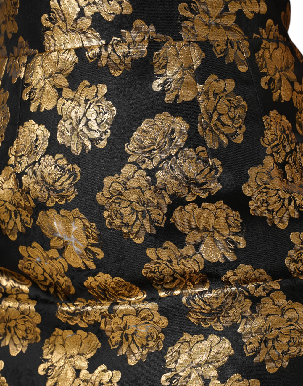 Mini-jupe en jacquard à imprimé floral noir et doré Dolce &amp; Gabbana