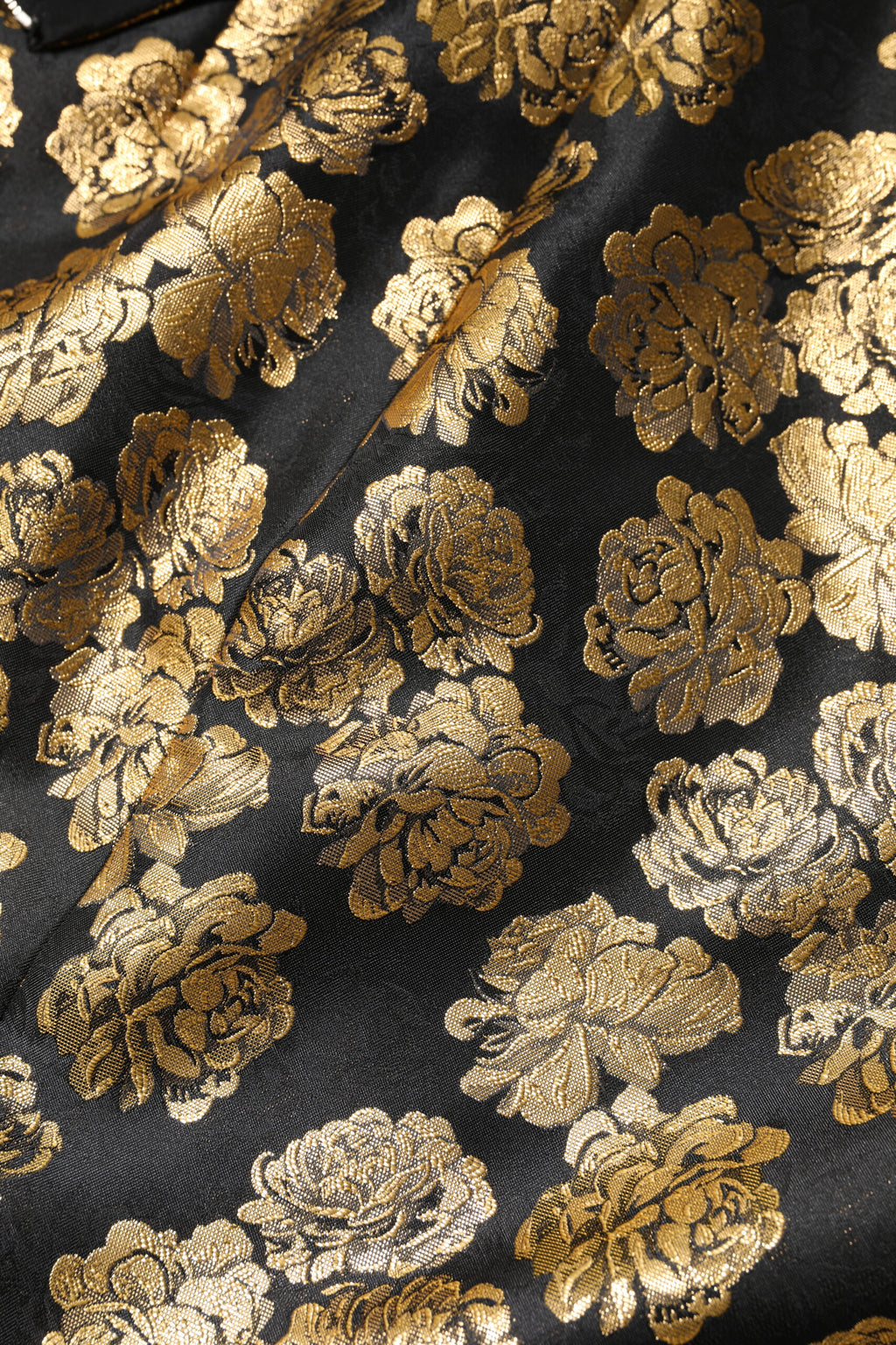 Mini-jupe en jacquard à imprimé floral noir et doré Dolce &amp; Gabbana