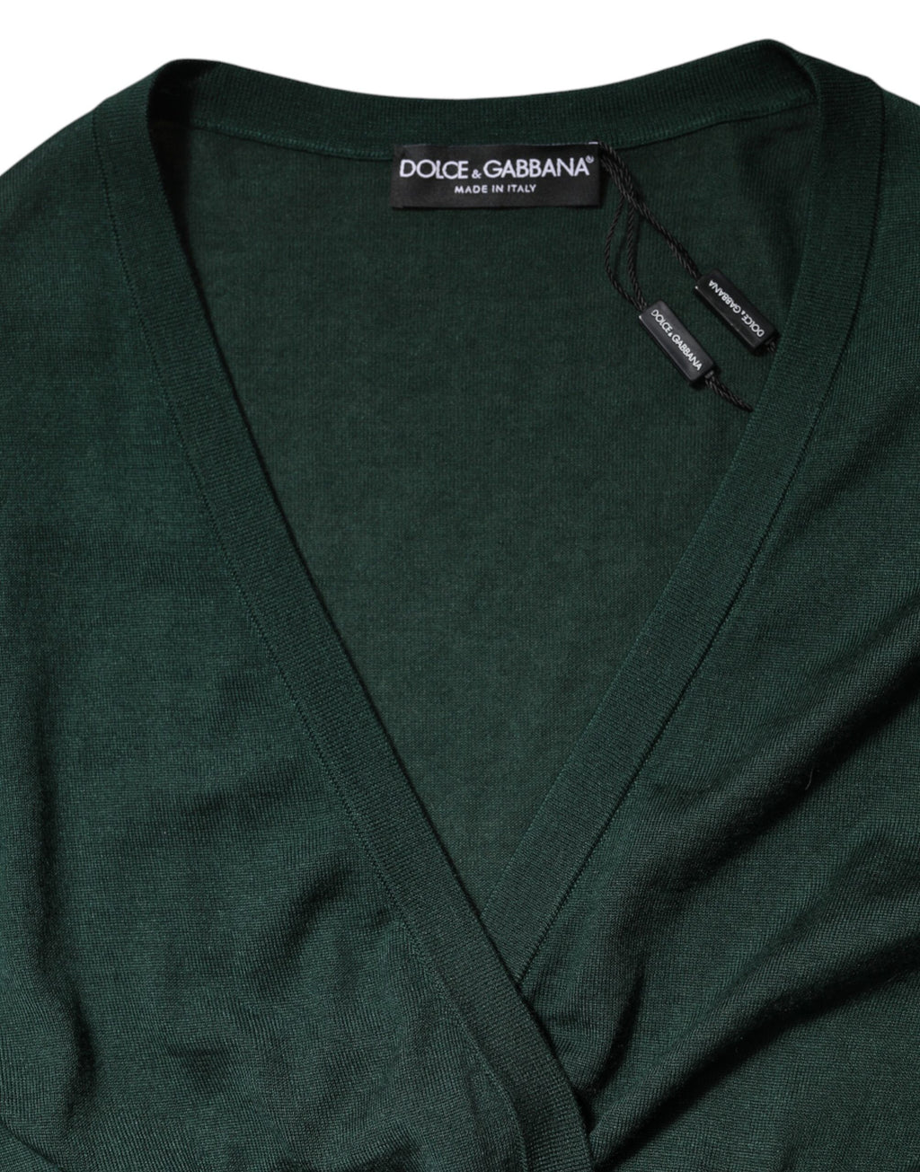 Dolce &amp; Gabbana Dunkelgrüner Cardigan aus Kaschmir und Seide