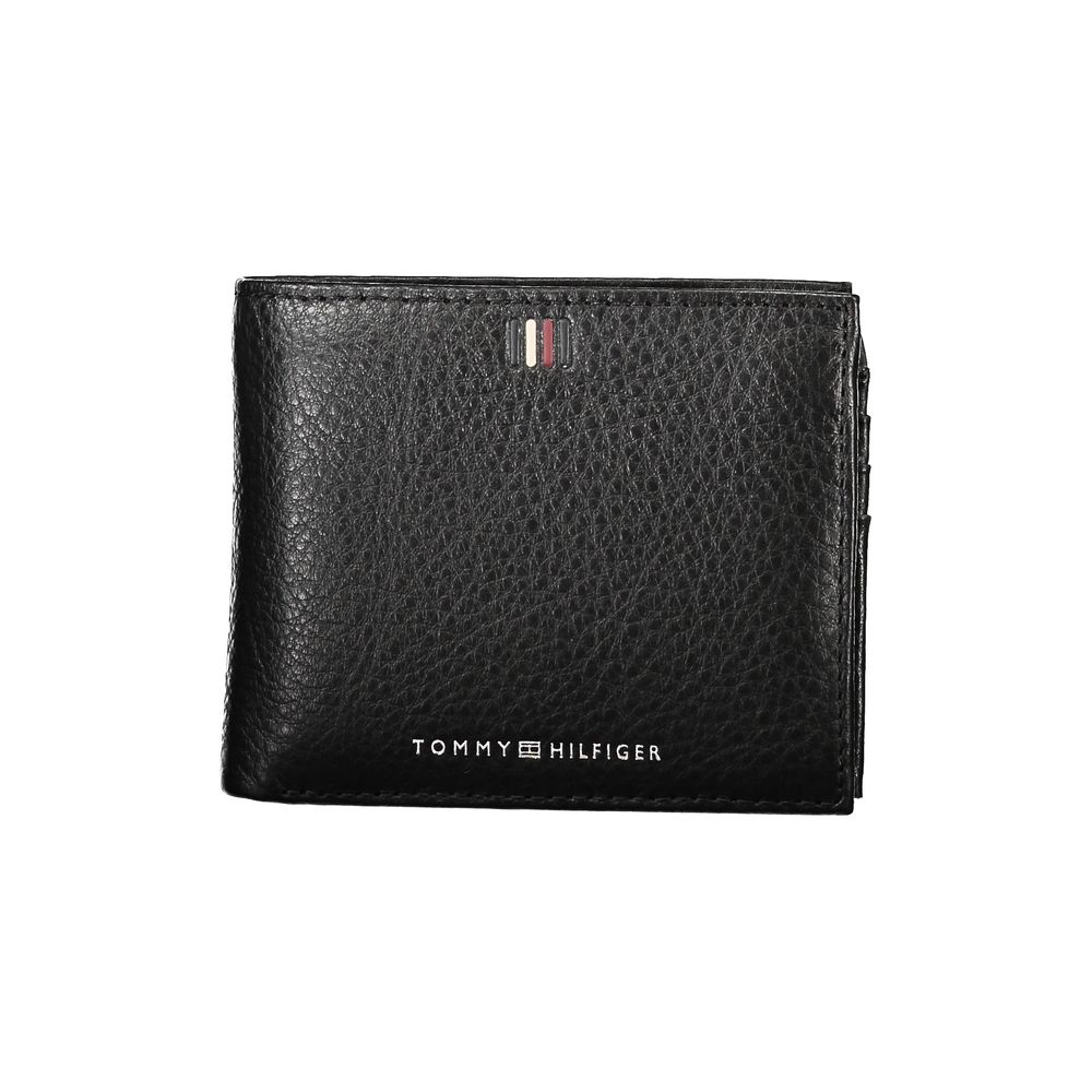 Portefeuille Tommy Hilfiger en cuir noir élégant avec grand espace de rangement