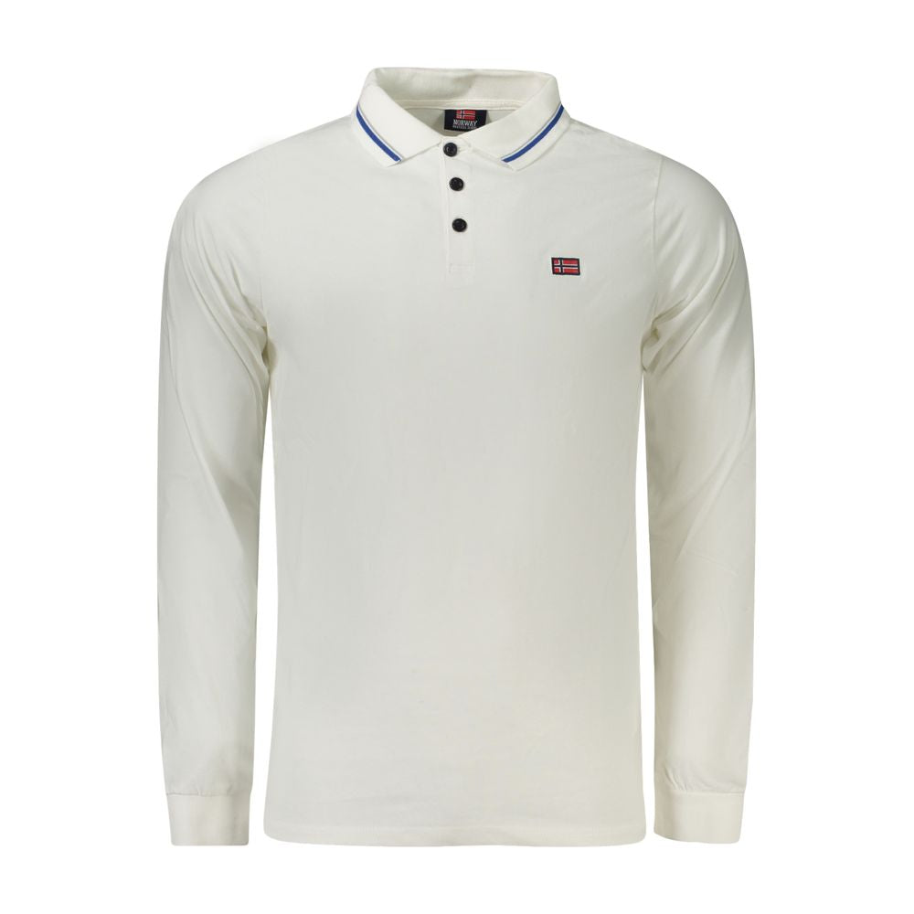 Norwegen 1963 Weißes Poloshirt aus Baumwolle für Herren