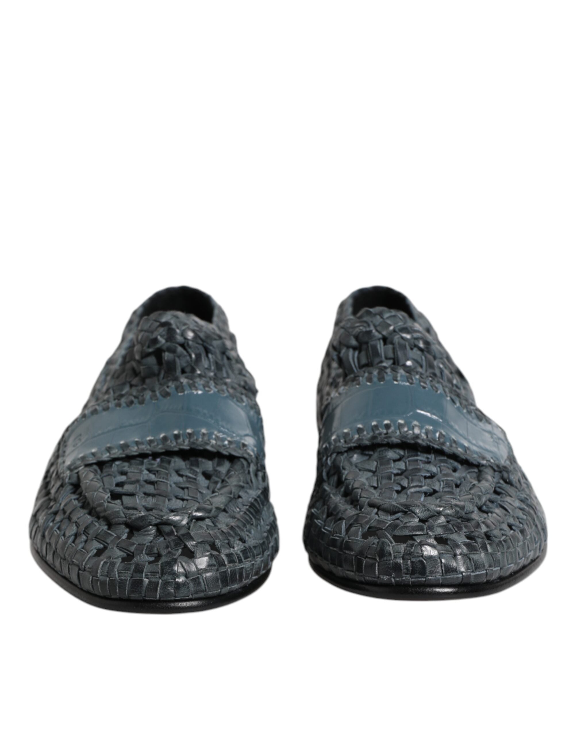 Mocassins à enfiler en cuir tressé bleu Dolce &amp; Gabbana