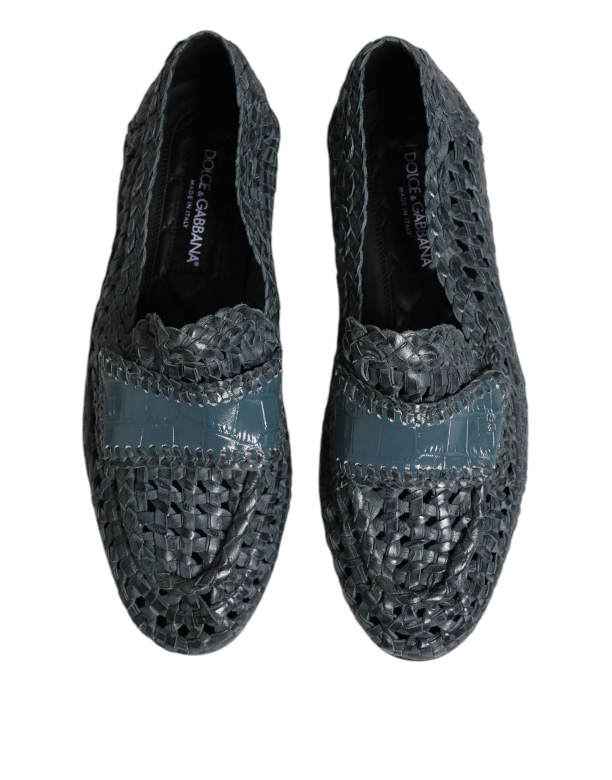 Mocassins à enfiler en cuir tressé bleu Dolce &amp; Gabbana