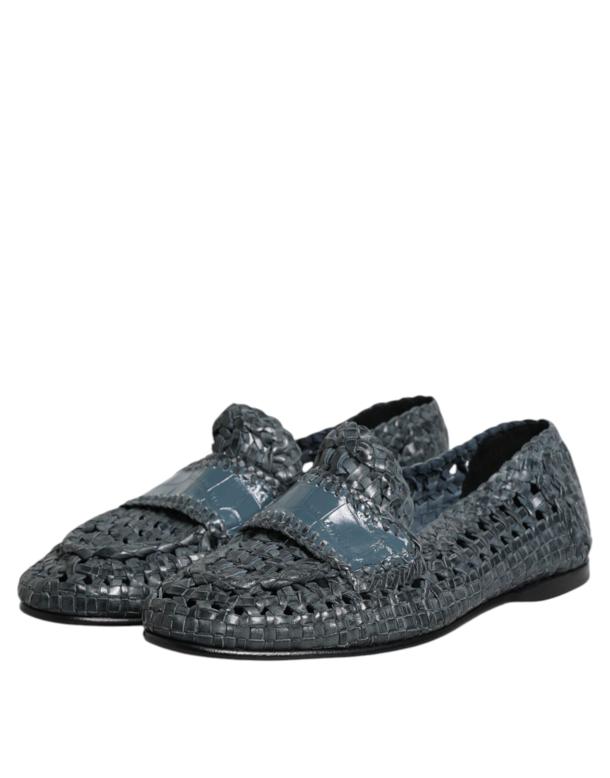 Mocassins à enfiler en cuir tressé bleu Dolce &amp; Gabbana