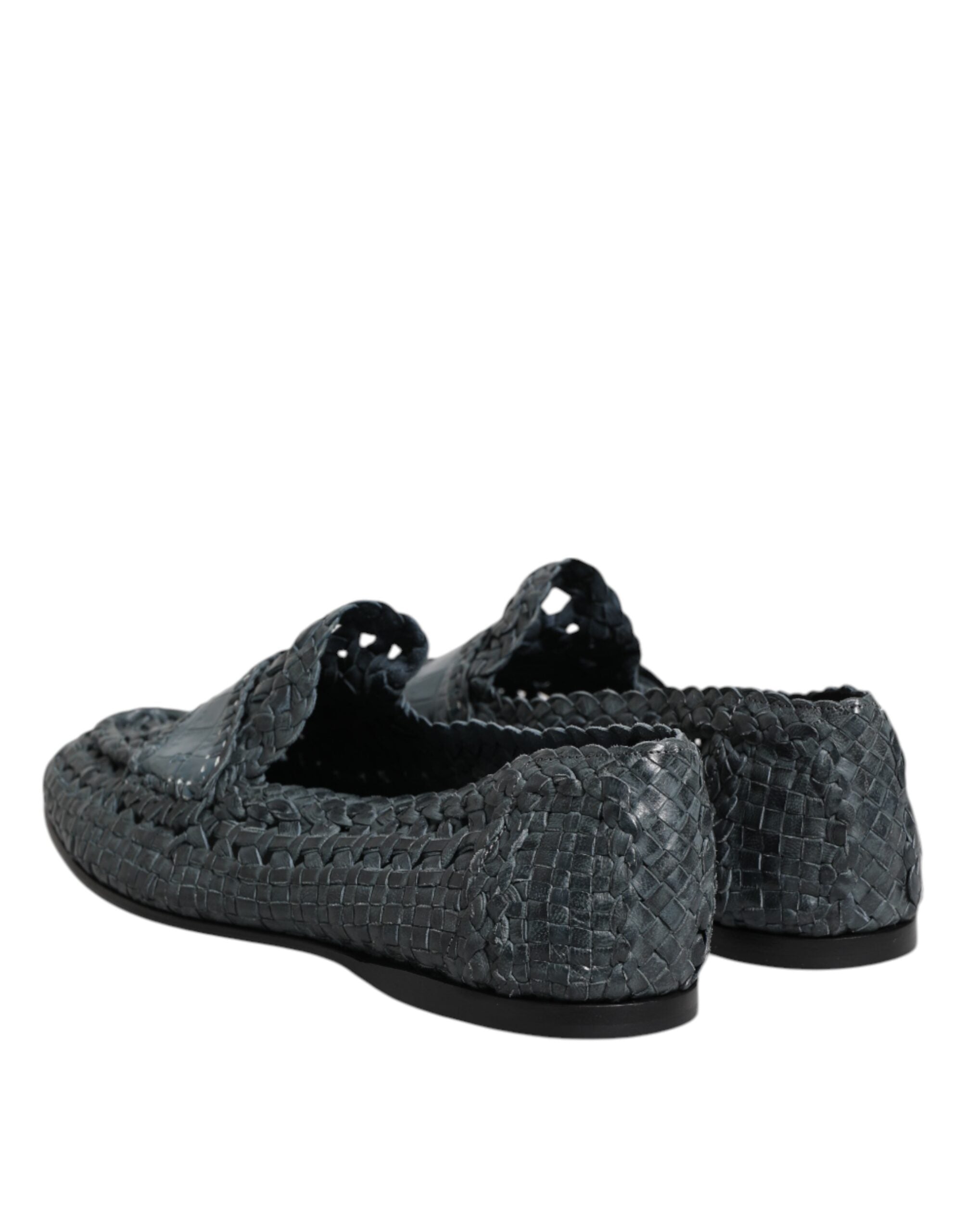 Mocassins à enfiler en cuir tressé bleu Dolce &amp; Gabbana