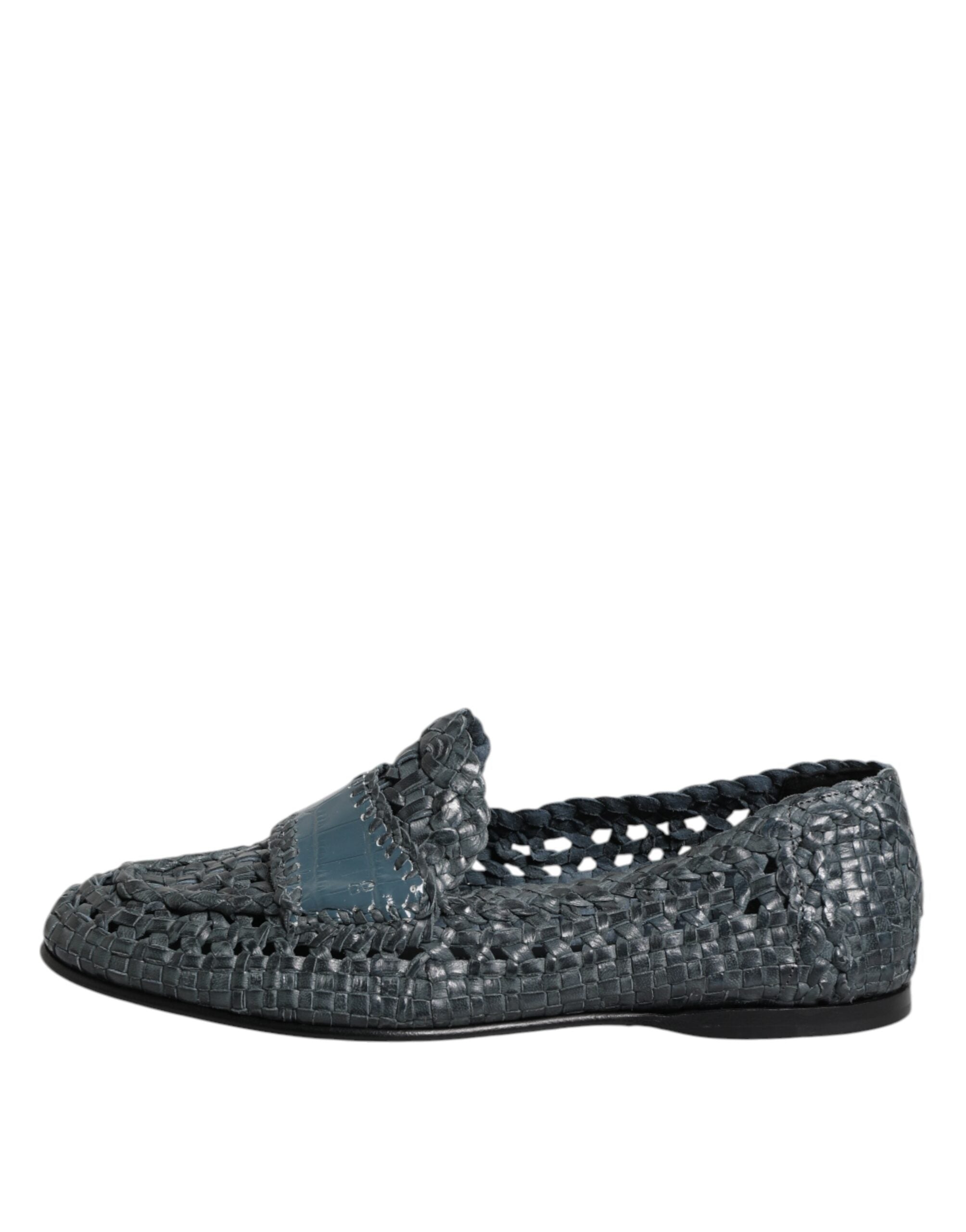 Mocassins à enfiler en cuir tressé bleu Dolce &amp; Gabbana