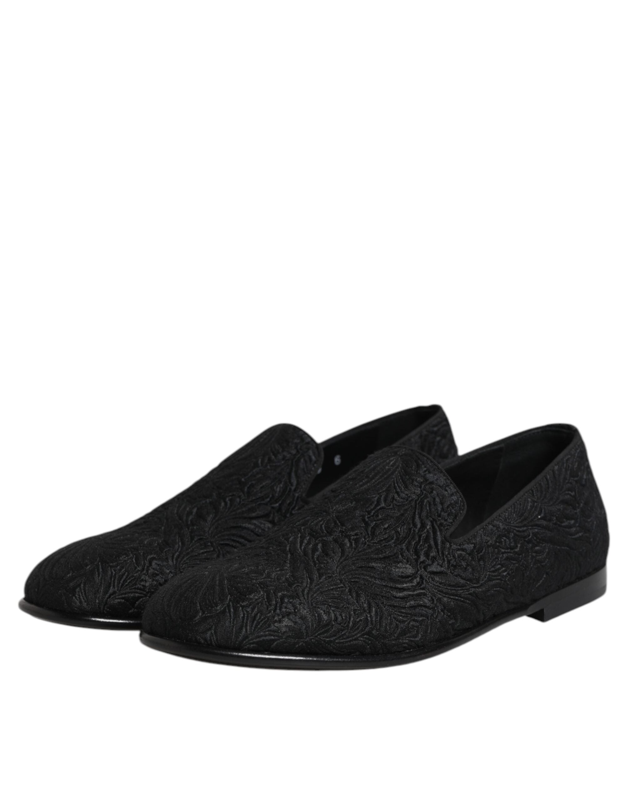 Mocassins à enfiler en jacquard noir Dolce &amp; Gabbana