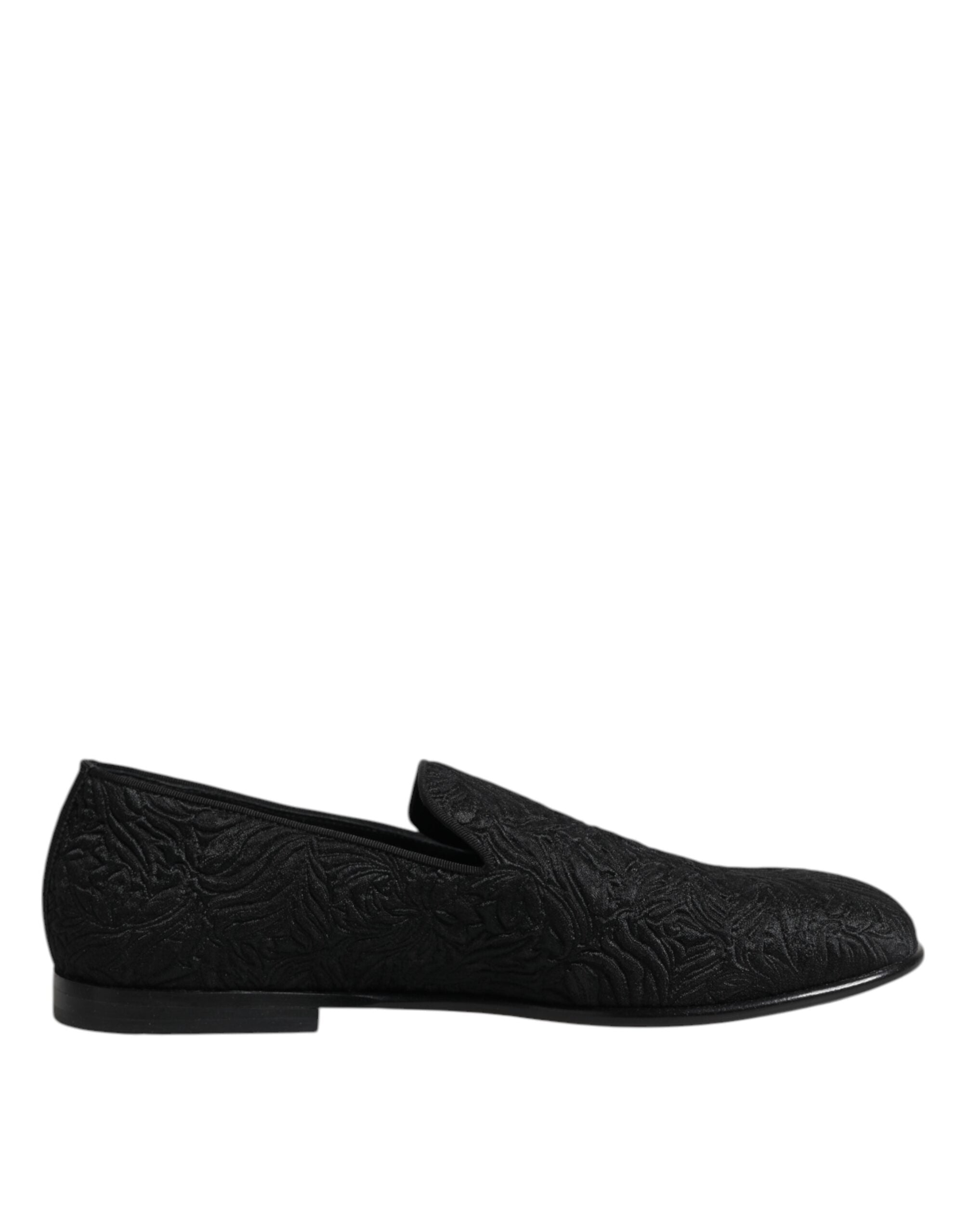 Mocassins à enfiler en jacquard noir Dolce &amp; Gabbana