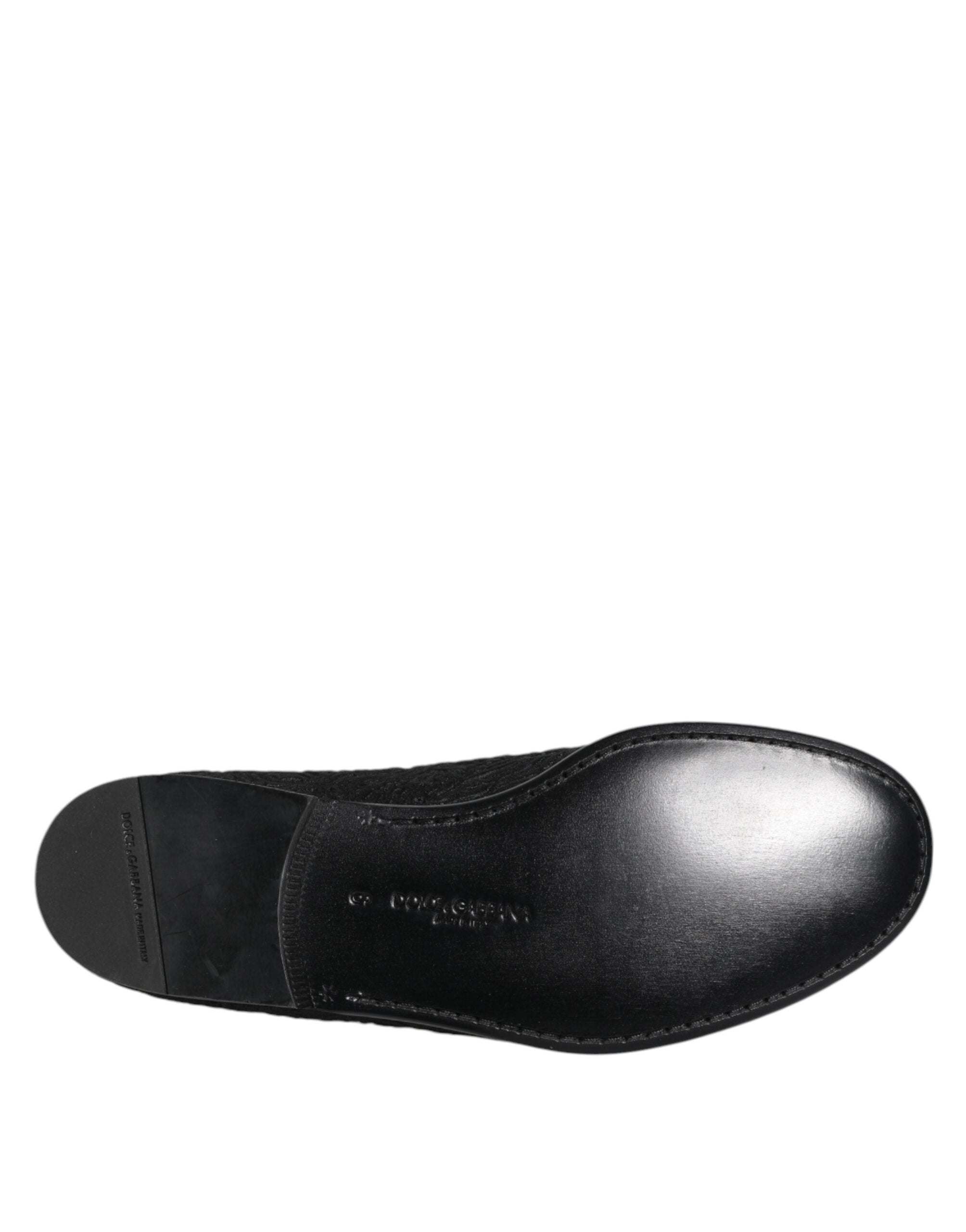 Mocassins à enfiler en jacquard noir Dolce &amp; Gabbana