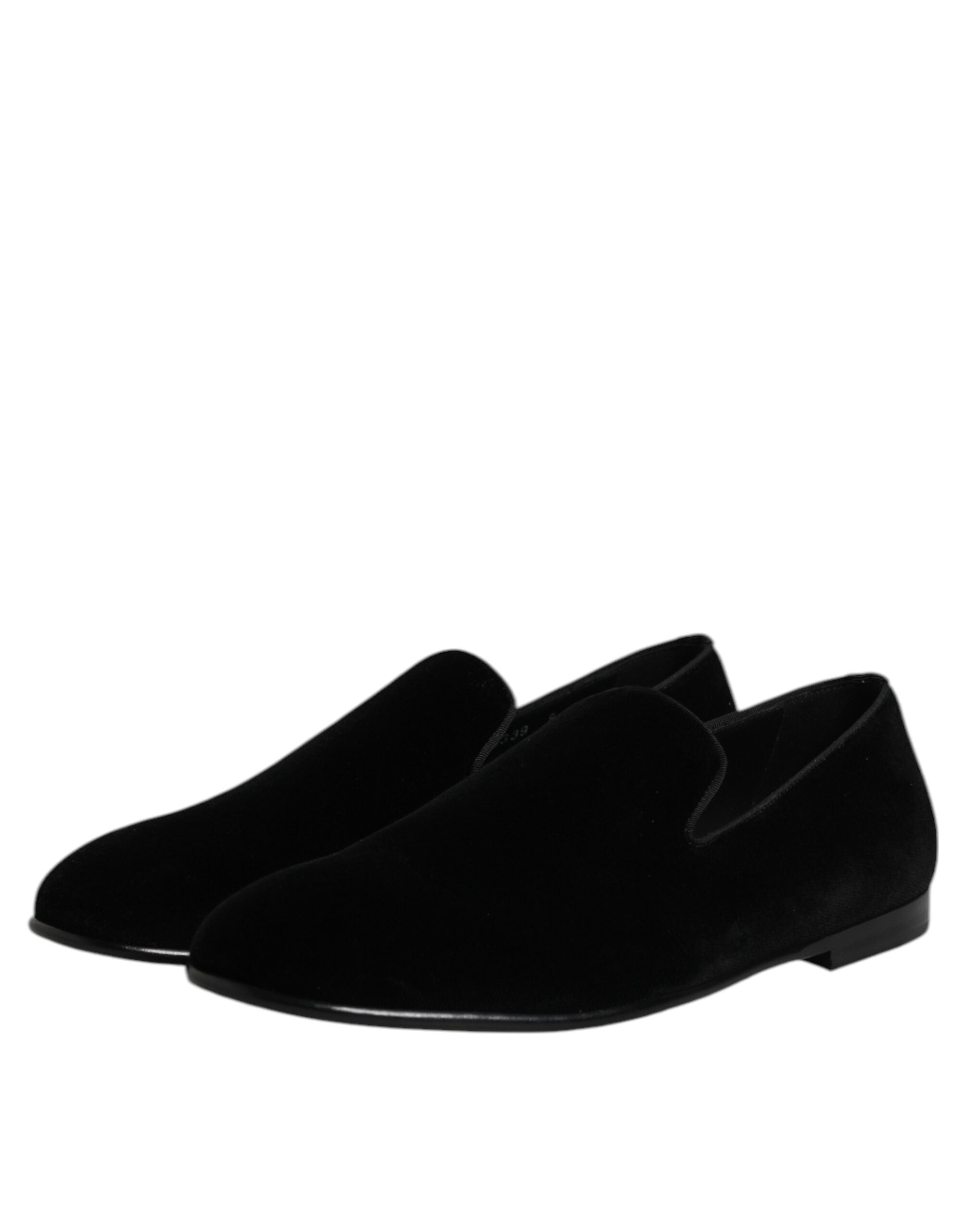 Mocassins à enfiler en velours noir Dolce &amp; Gabbana Chaussures habillées