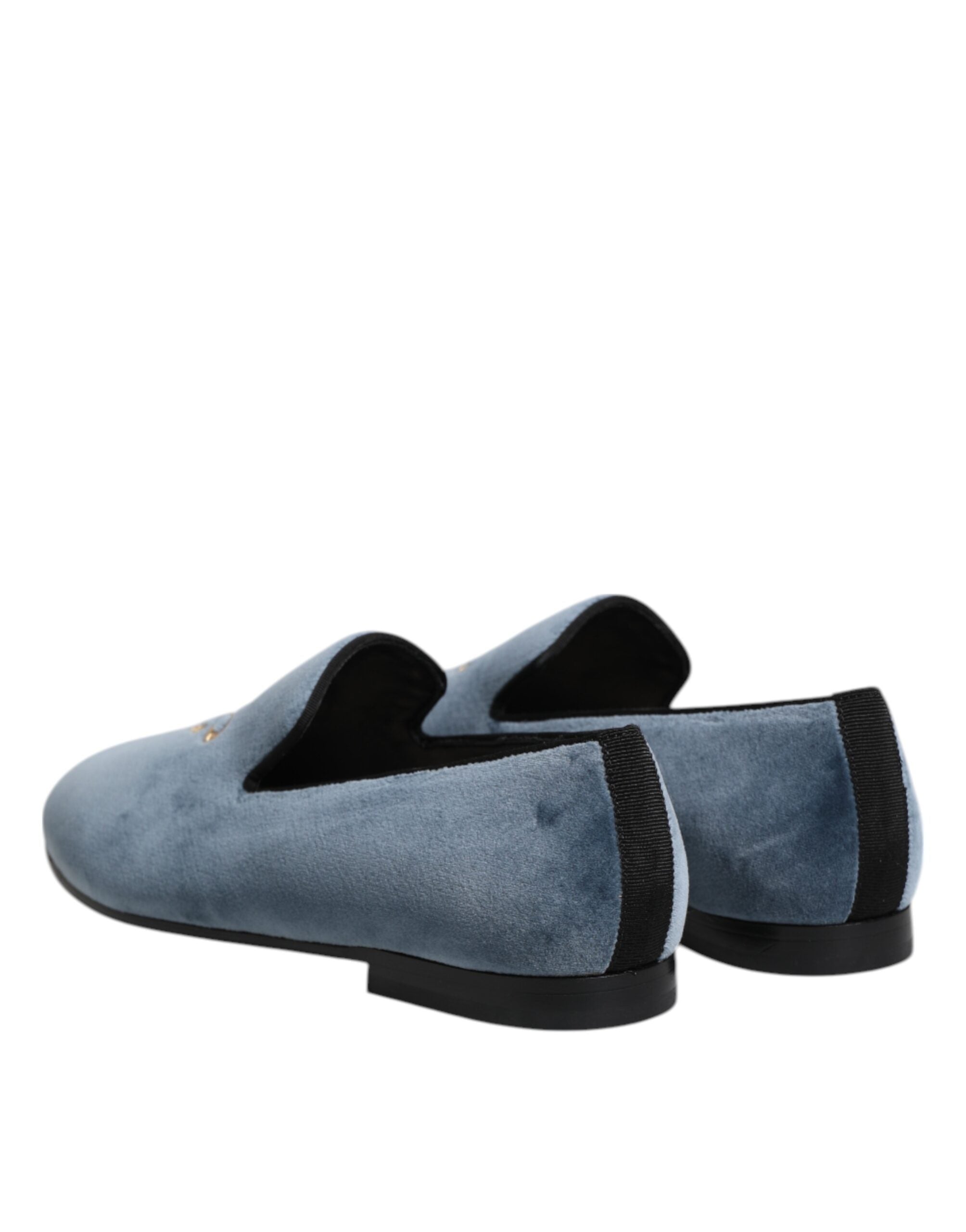 Mocassins Dolce &amp; Gabbana en velours bleu avec logo DG, chaussures habillées