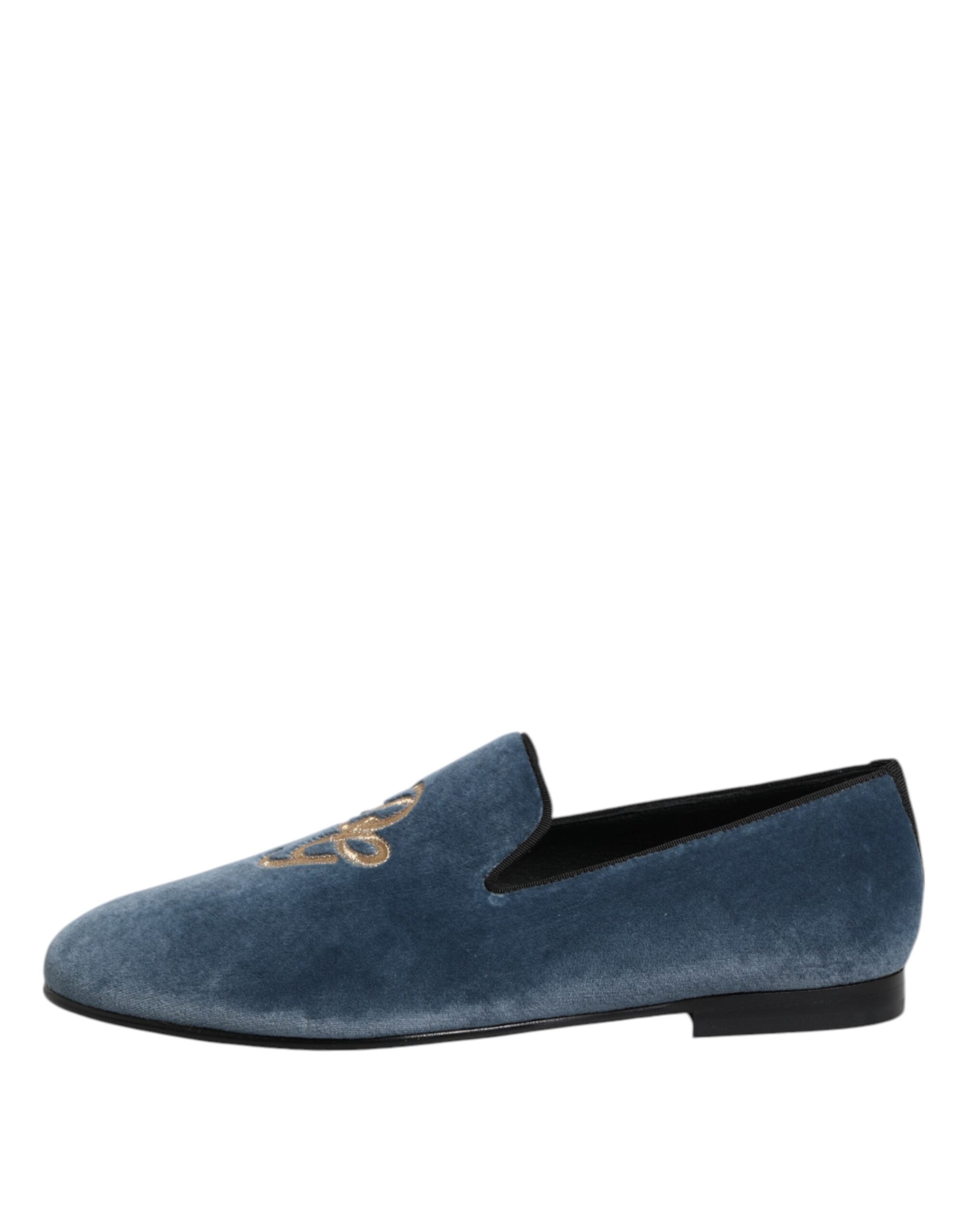 Mocassins Dolce &amp; Gabbana en velours bleu avec logo DG, chaussures habillées