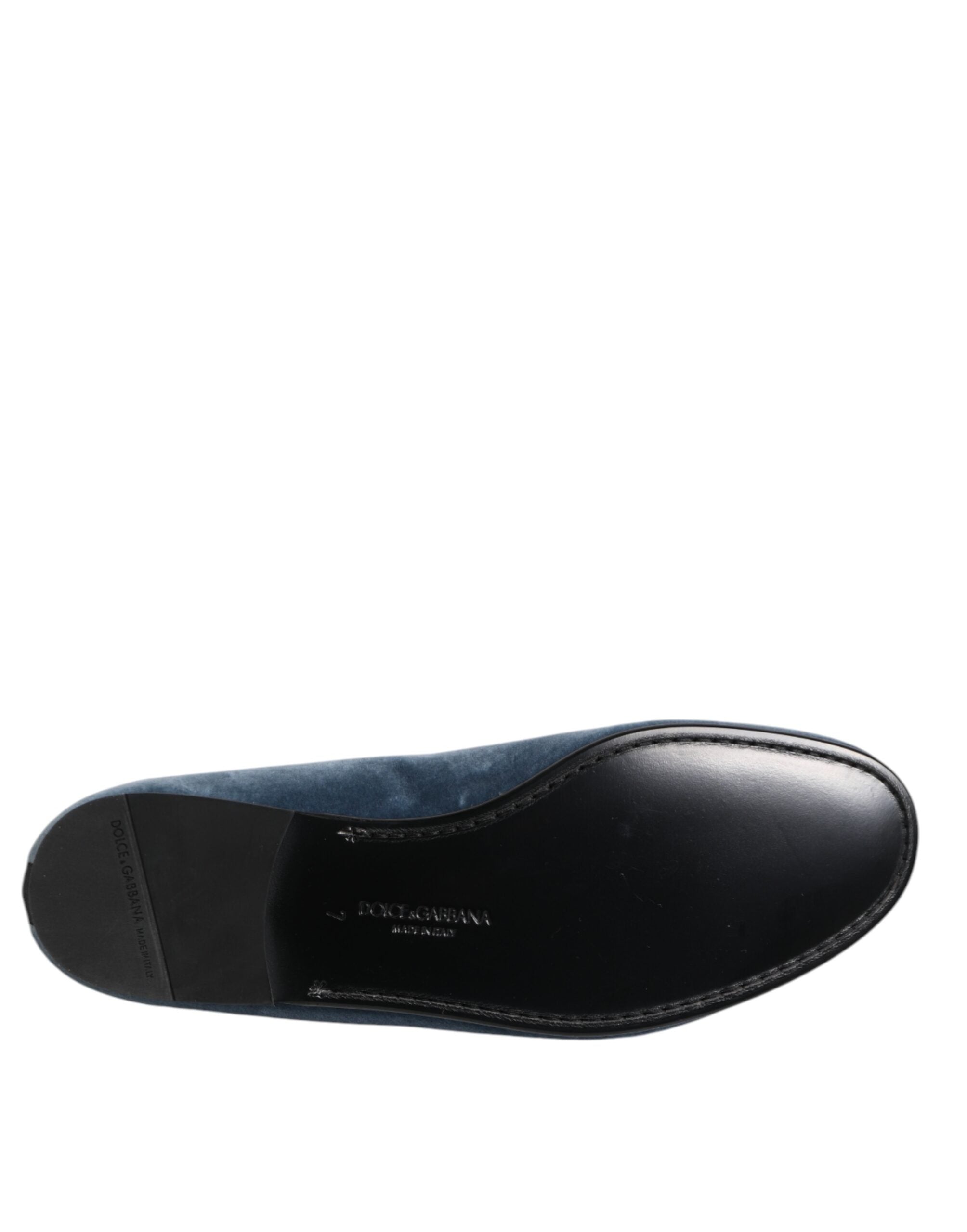 Mocassins Dolce &amp; Gabbana en velours bleu avec logo DG, chaussures habillées