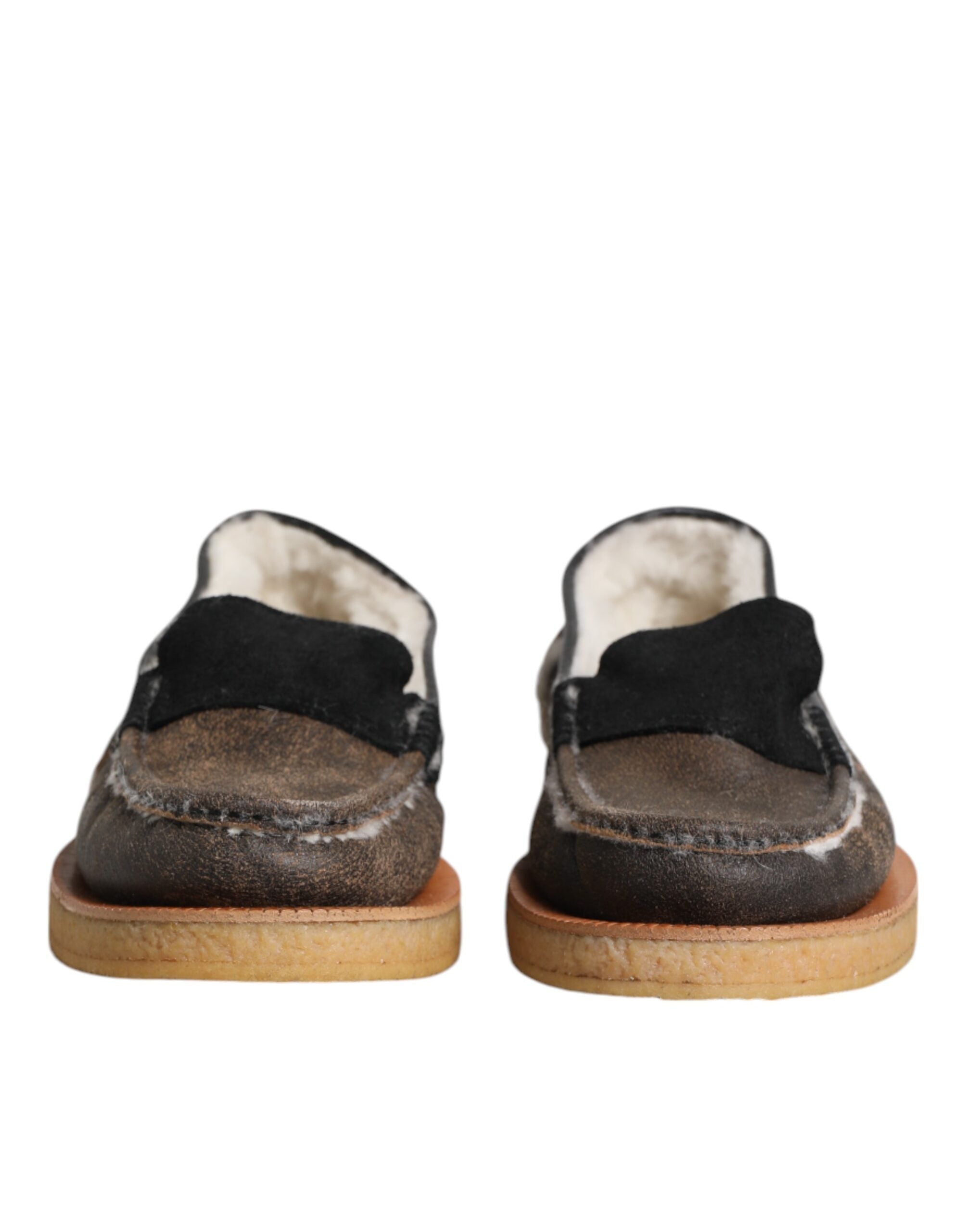 Mocassins Dolce &amp; Gabbana en cuir de veau marron et blanc