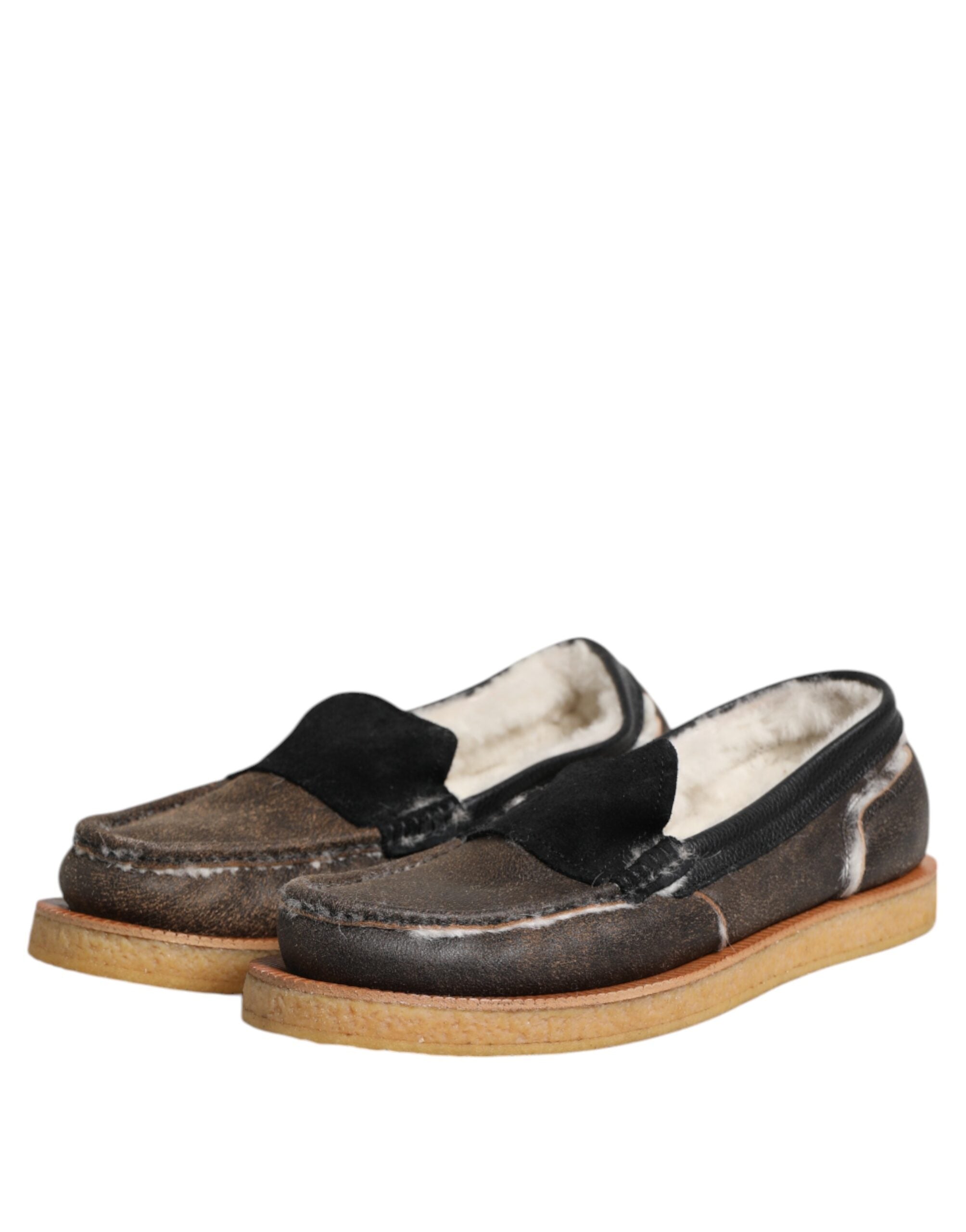 Mocassins Dolce &amp; Gabbana en cuir de veau marron et blanc
