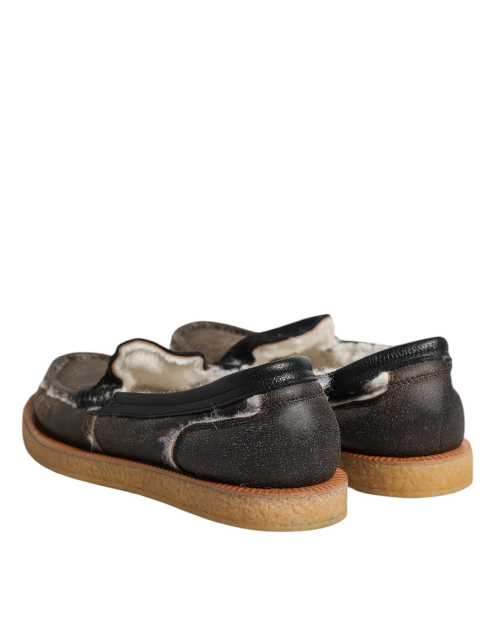 Mocassins Dolce &amp; Gabbana en cuir de veau marron et blanc