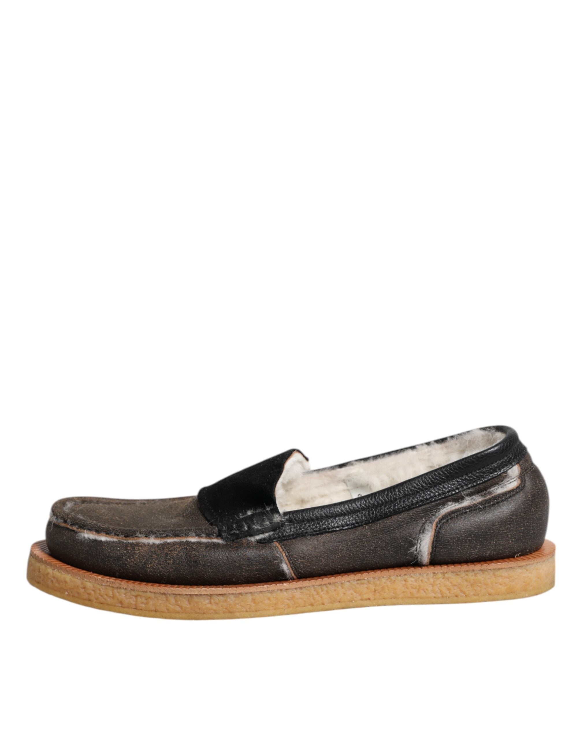Mocassins Dolce &amp; Gabbana en cuir de veau marron et blanc
