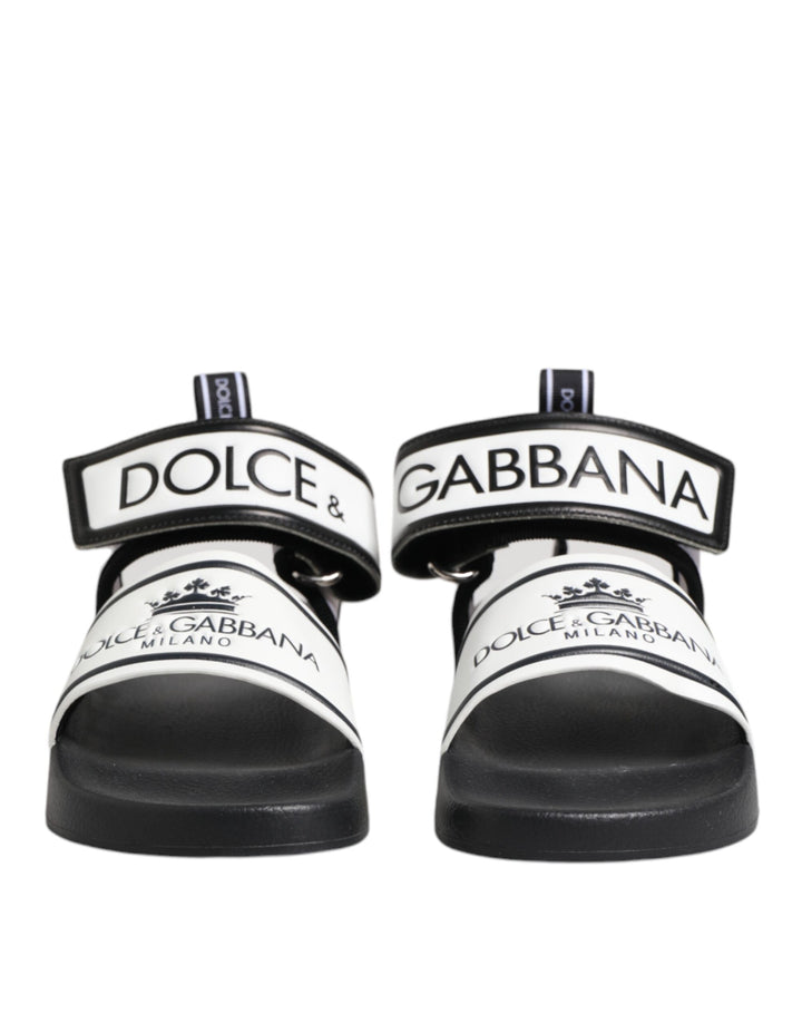 Dolce & Gabbana Black White DG Logo Slides Sandals Shoes