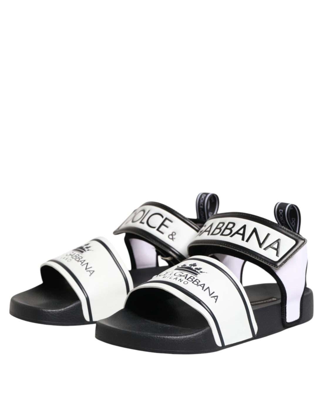 Dolce & Gabbana Black White DG Logo Slides Sandals Shoes