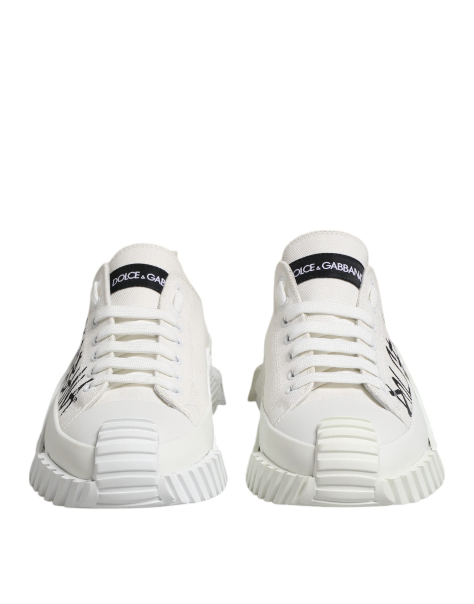 Baskets basses à lacets Dolce &amp; Gabbana blanches avec logo imprimé