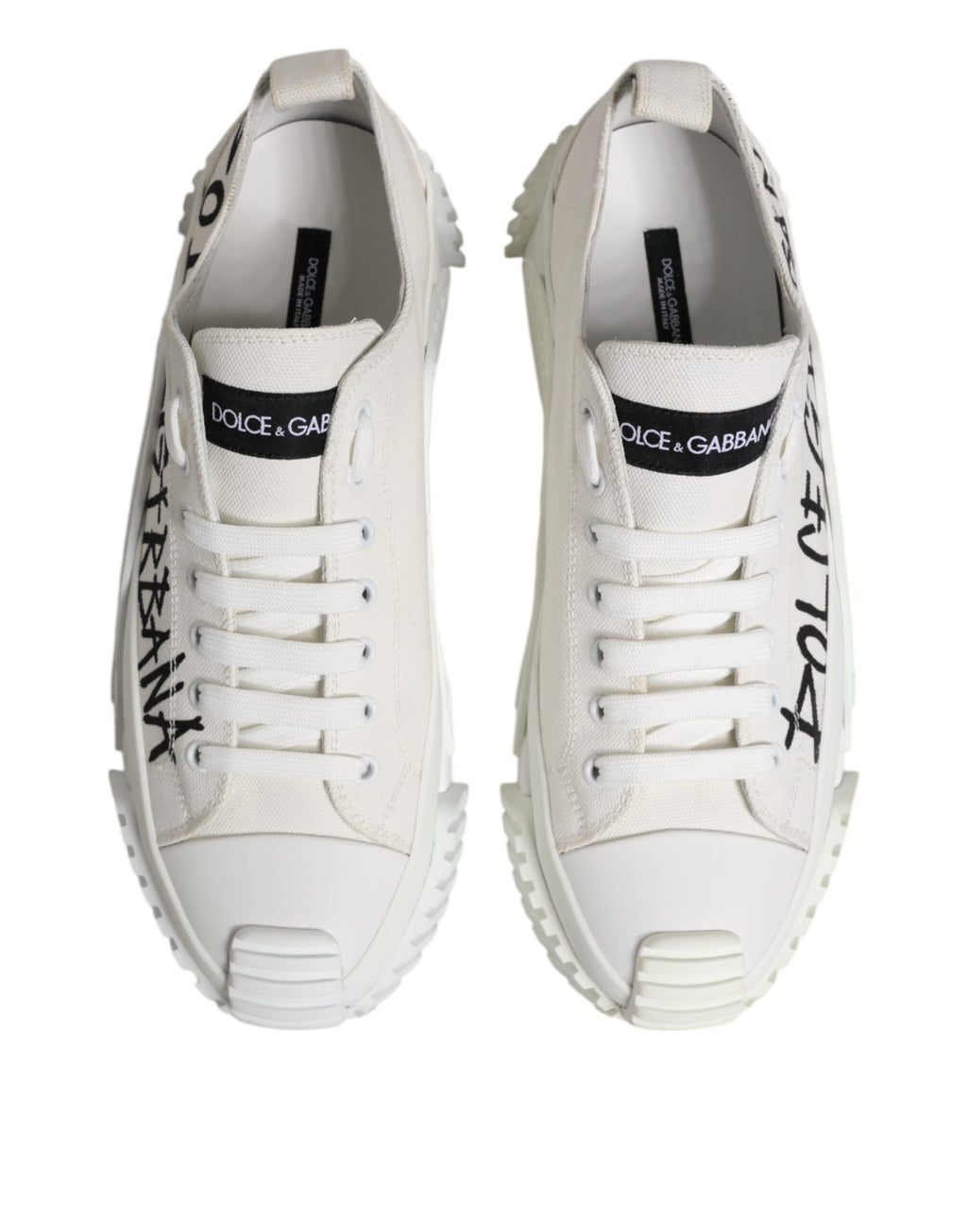 Baskets basses à lacets Dolce &amp; Gabbana blanches avec logo imprimé