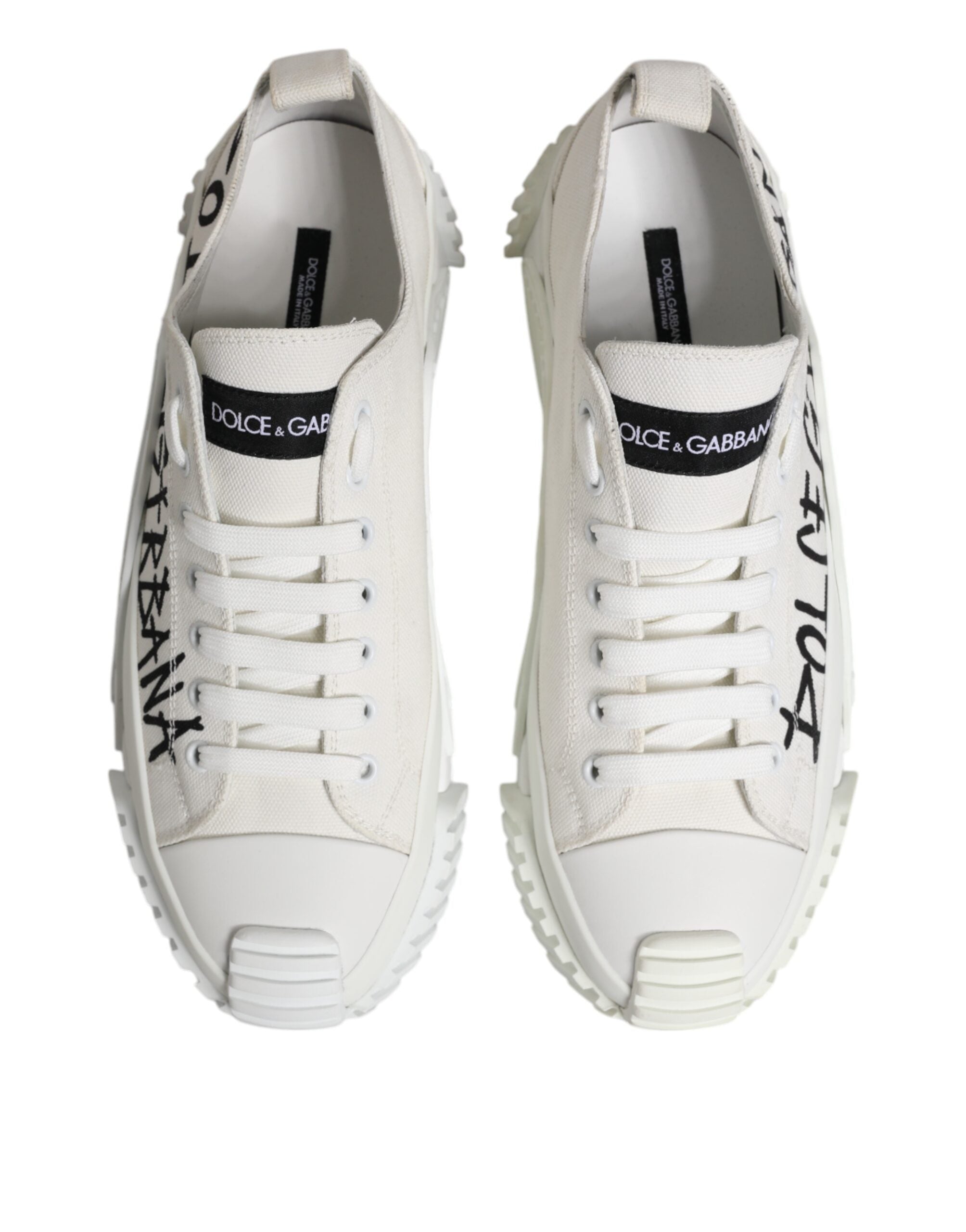 Baskets basses à lacets Dolce &amp; Gabbana blanches avec logo imprimé