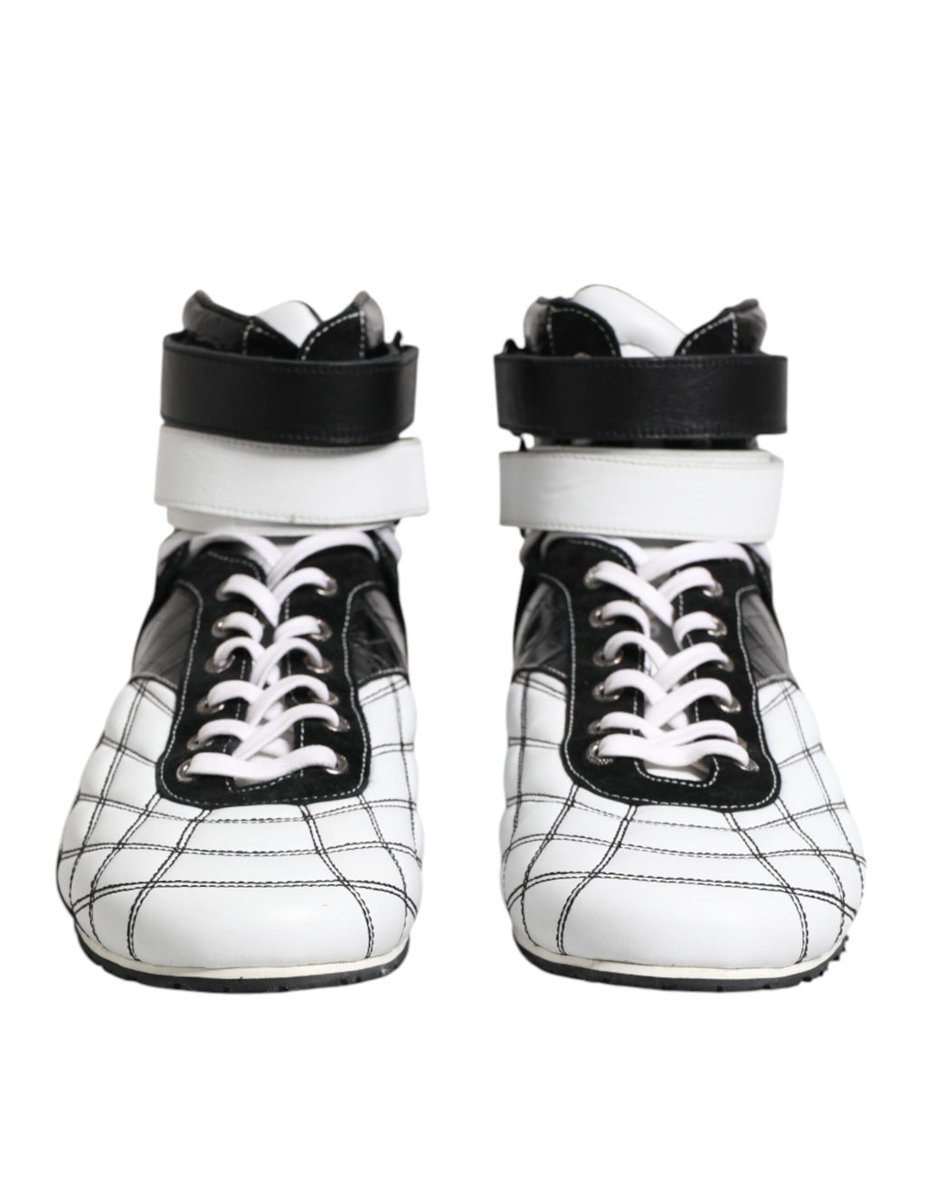 Baskets montantes en cuir noir et blanc Dolce &amp; Gabbana
